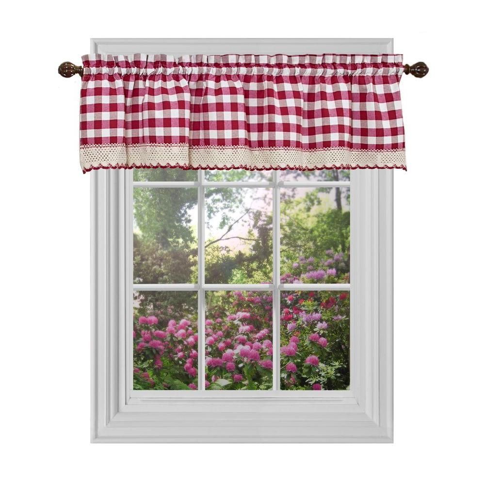 Achim Buffalo Check 14 In. L Polyester/cotton Valance In Intended For Burgundy Cotton Blend Classic Checkered Decorative Window Curtains (Photo 6 of 20)