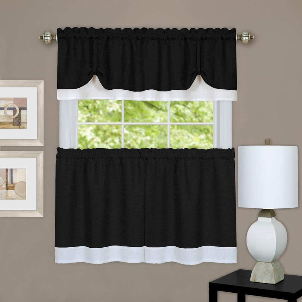 Achim Darcy Black/white Polyester Tier And Valance Curtain Set – 58 In. W X  36 In (View 14 of 20)