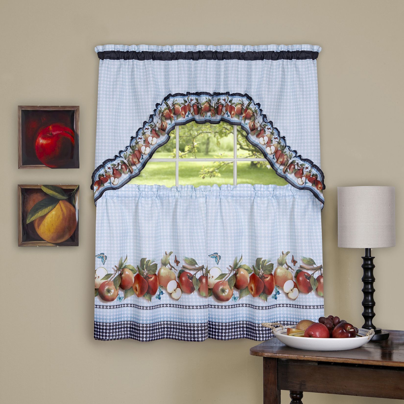 Achim Golden Delicious – Printed Tier & Swag Window Curtain For Top Of The Morning Printed Tailored Cottage Curtain Tier Sets (Photo 4 of 20)