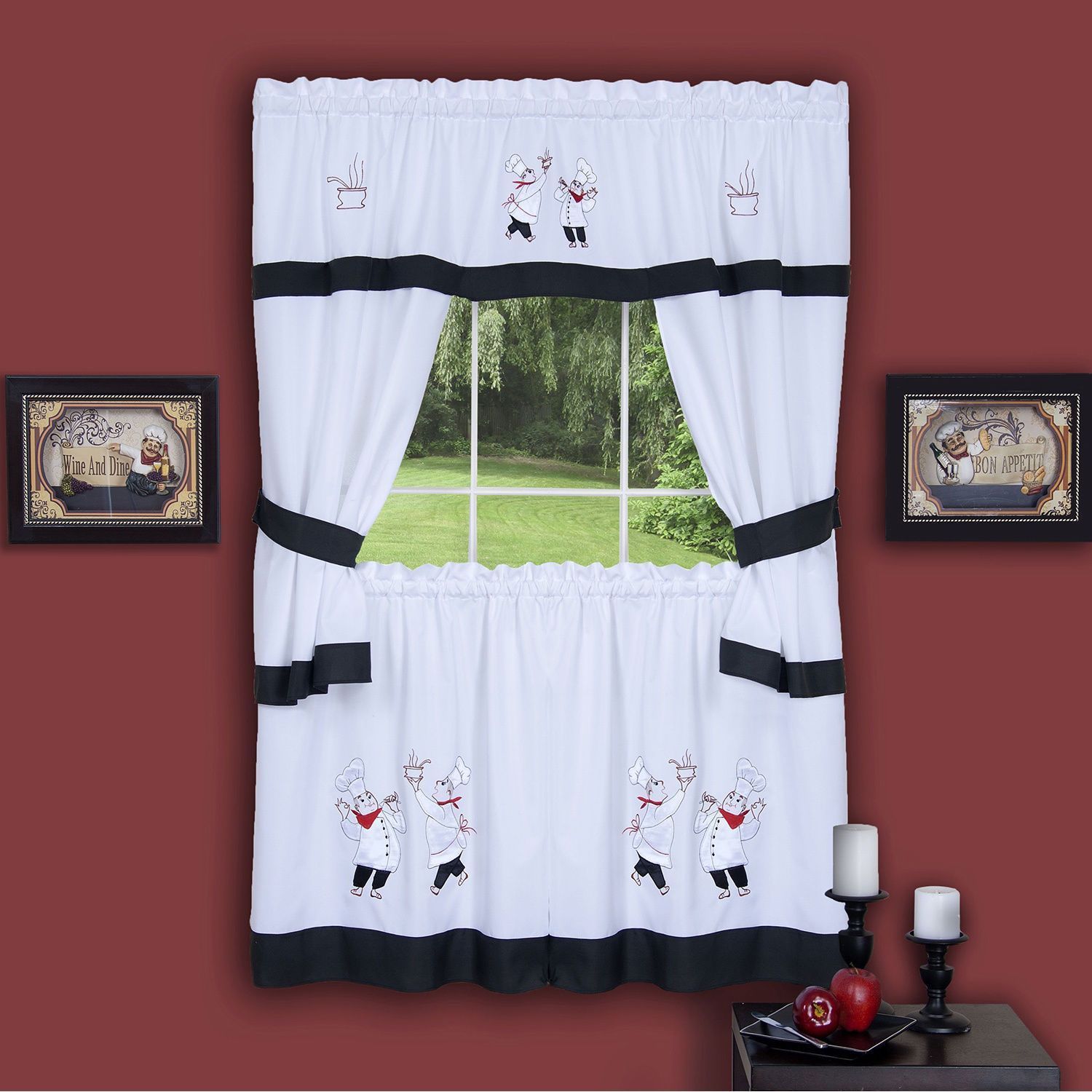 Achim Gourmet Window Curtain Cottage Set (gourmet 58 X 36 For Embroidered Chef Black 5 Piece Kitchen Curtain Sets (Photo 18 of 20)