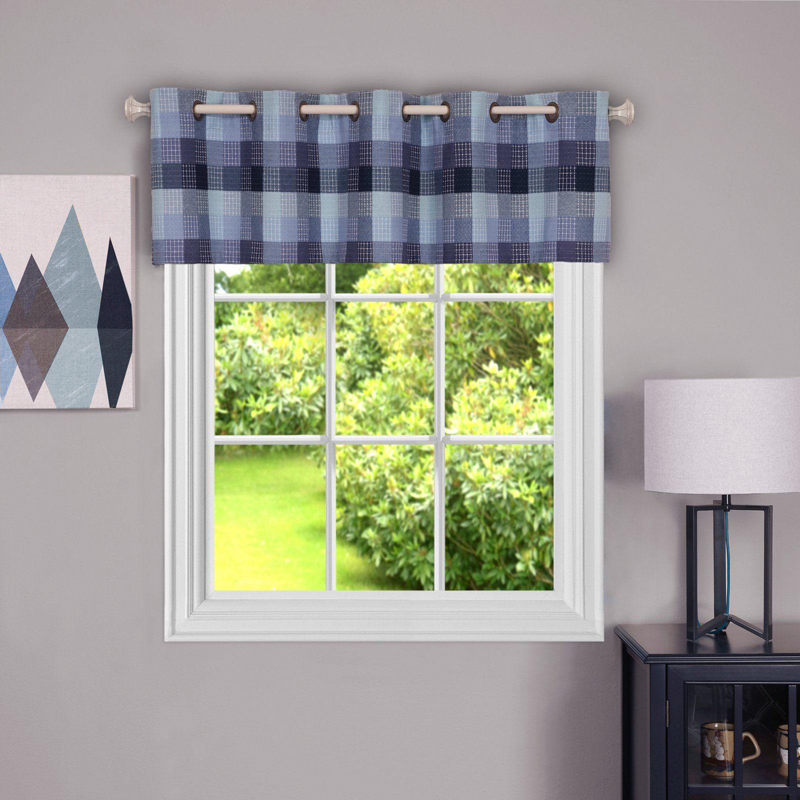 Achim Harvard Grommet Window Valance Blue | Products In 2019 In Wallace Window Kitchen Curtain Tiers (Photo 7 of 20)