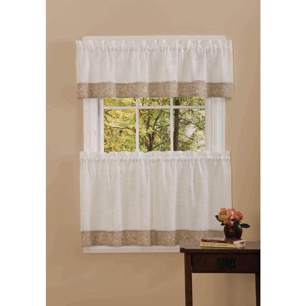 Achim Semi Opaque 14 In. L Oakwood Natual Valance In Natural Within Oakwood Linen Style Decorative Window Curtain Tier Sets (Photo 8 of 20)