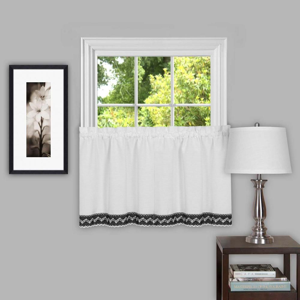 Achim Sheer Camden Black Window Curtain Tier Pair – 58 In. W X 24 In. L Throughout Tranquility Curtain Tier Pairs (Photo 18 of 20)