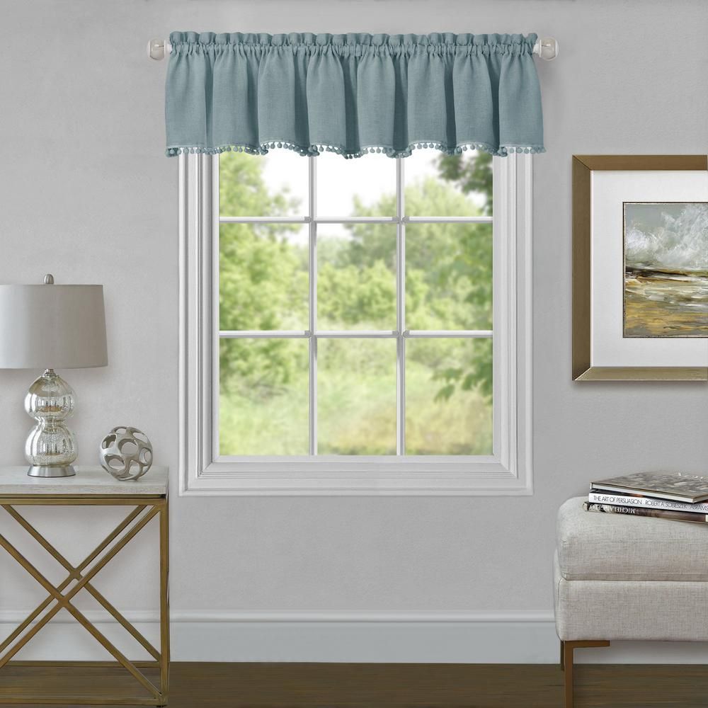 Achim Wallace 14 In. L Polyester Valance In Aqua Inside Wallace Window Kitchen Curtain Tiers (Photo 6 of 20)