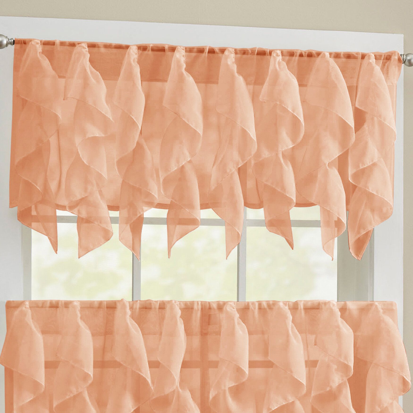 Alonza Window Valance In Navy Vertical Ruffled Waterfall Valance And Curtain Tiers (Photo 18 of 20)