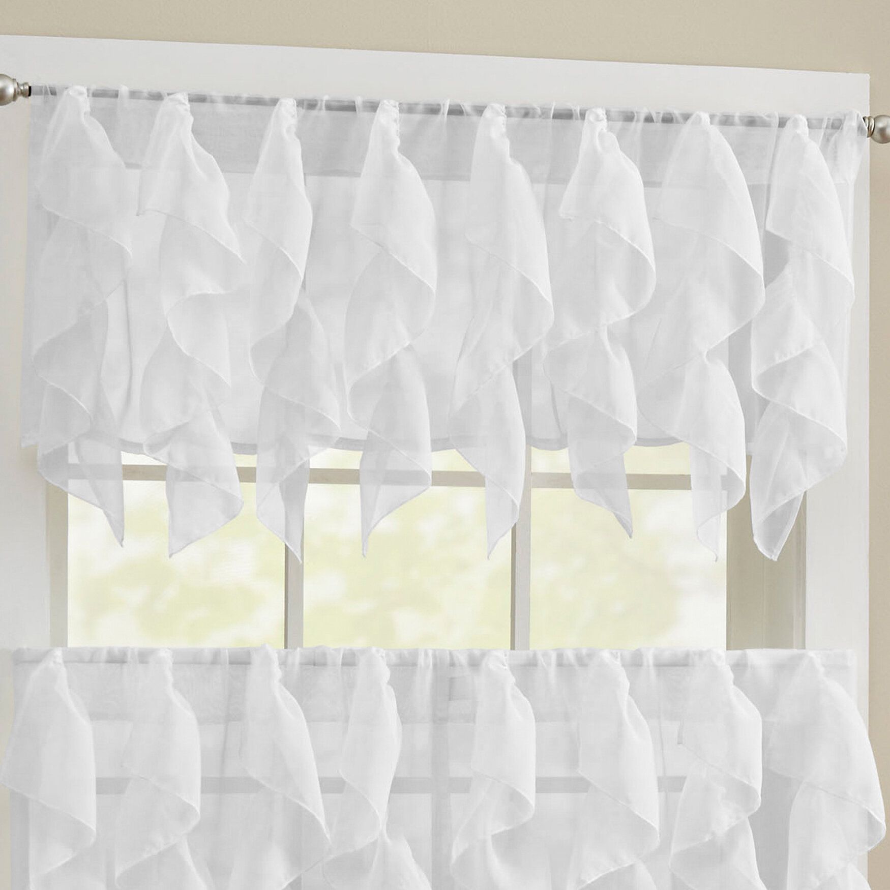 Alonza Window Valance Regarding Navy Vertical Ruffled Waterfall Valance And Curtain Tiers (View 8 of 20)