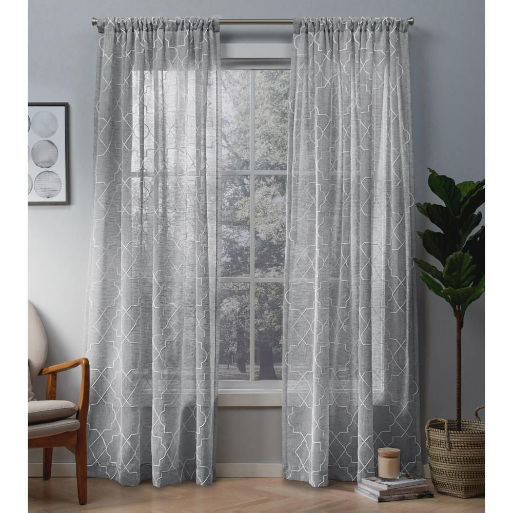Amalgamated Textiles Cali 50 In. W X 84 In. L Sheer Rod With Dove Gray Curtain Tier Pairs (Photo 9 of 20)