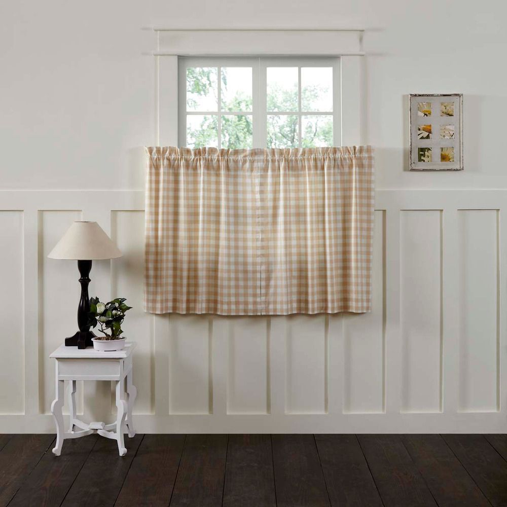 Annie Buffalo Tan Check Country Farmhouse Lined Window Cafe Tiers (2)sizes  | Ebay Intended For Hopscotch 24 Inch Tier Pairs In Neutral (Photo 18 of 20)