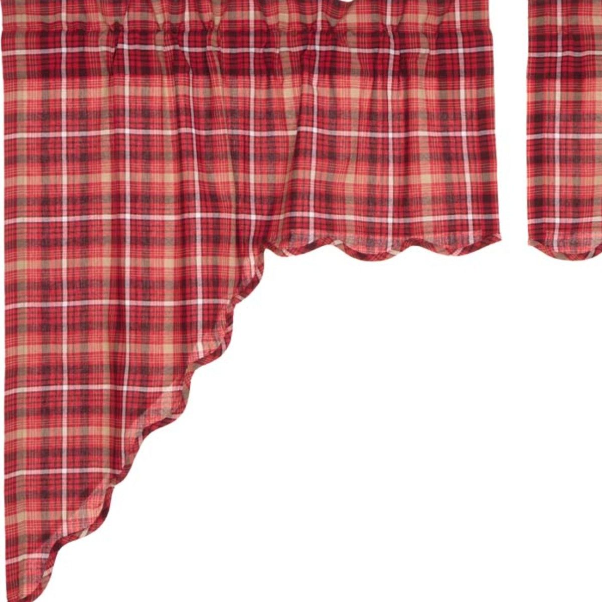 Apple Red Rustic & Lodge Kitchen Curtains Braxton Rod Pocket Cotton Plaid  Swag Pair In Lodge Plaid 3 Piece Kitchen Curtain Tier And Valance Sets (View 14 of 20)