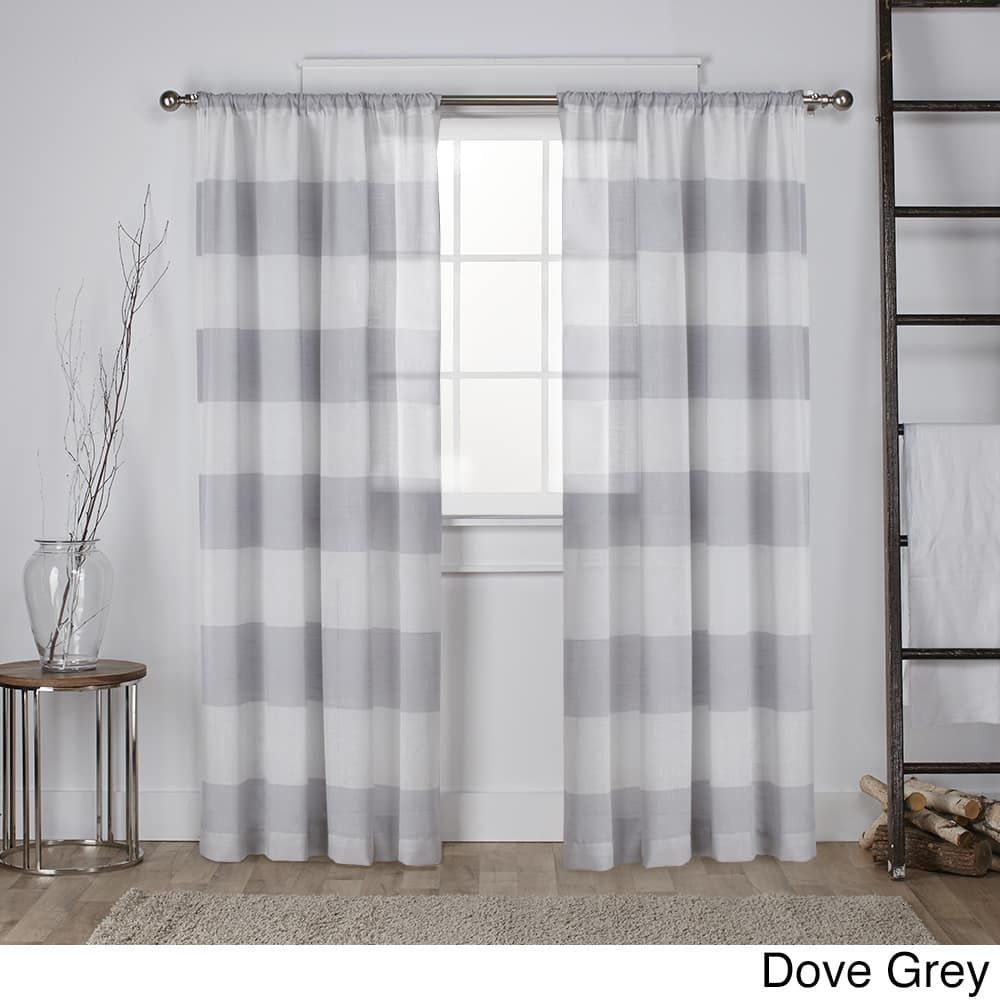 Ati Home Darma Semi Sheer Stripe Linen Blend Curtain Panel Within Linen Stripe Rod Pocket Sheer Kitchen Tier Sets (View 5 of 20)