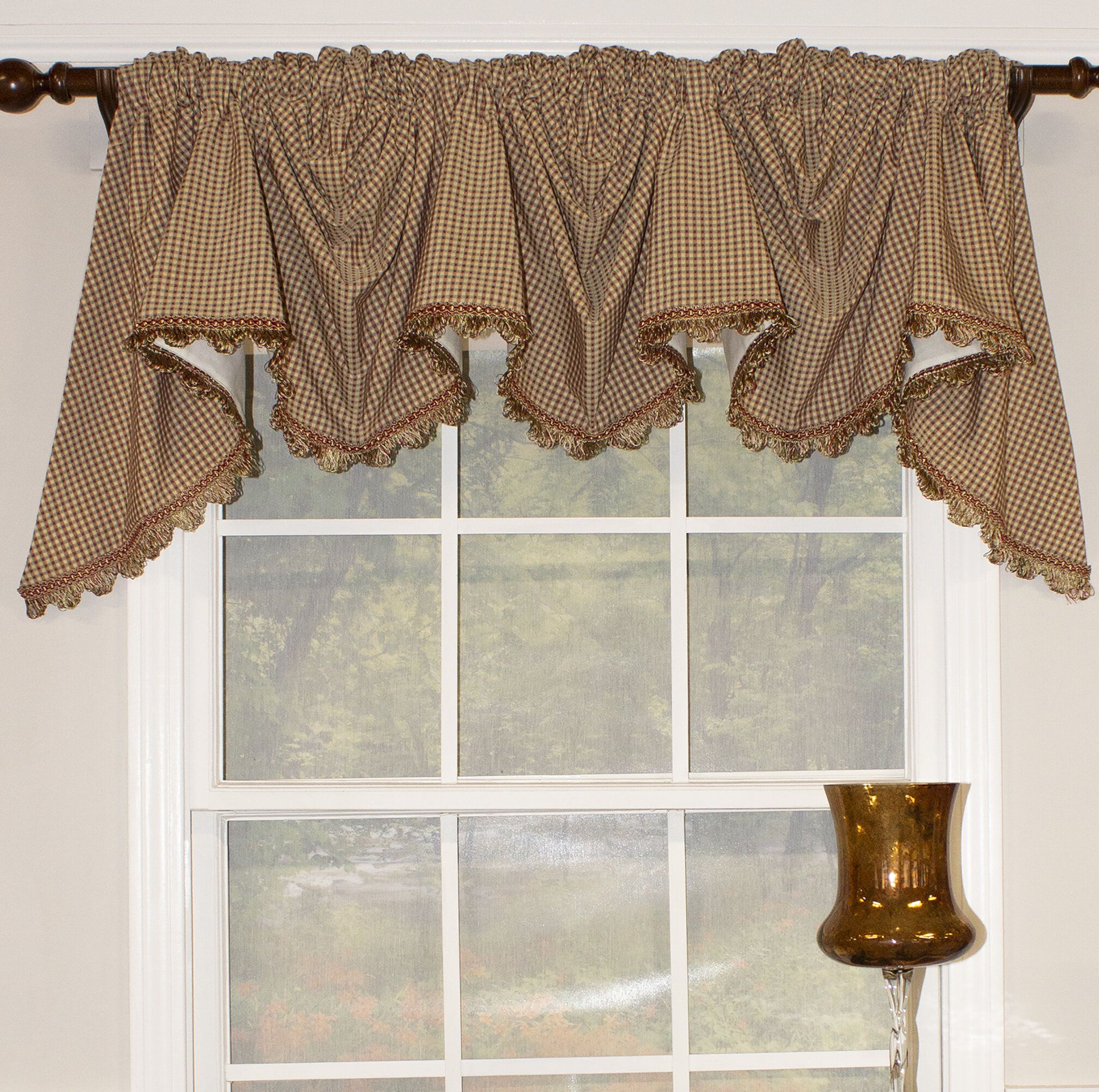 August Grove Lutterworth Window Valance Regarding Imperial Flower Jacquard Tier And Valance Kitchen Curtain Sets (Photo 19 of 20)