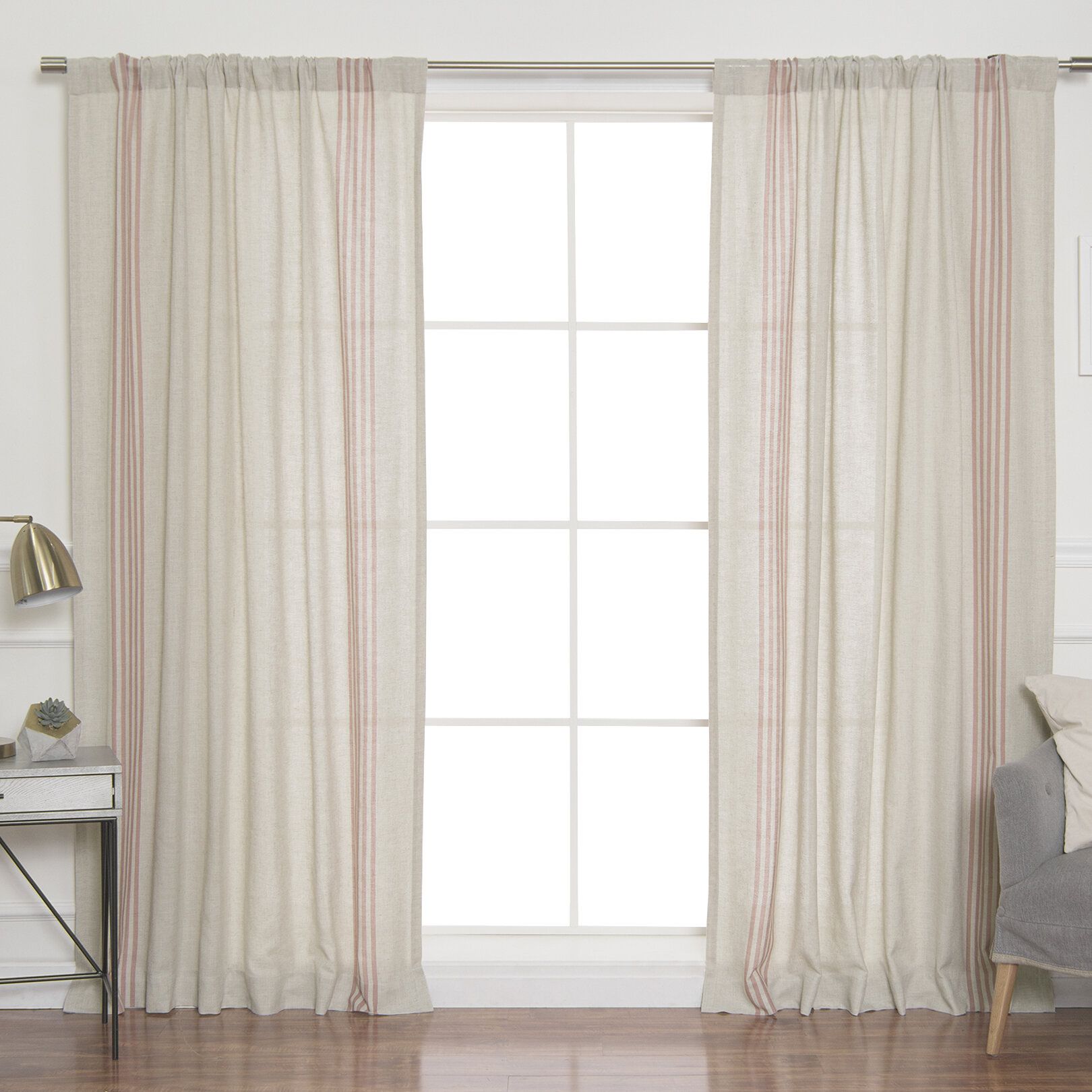 Bateman Striped Sheer Rod Pocket Curtain Panels With White Micro Striped Semi Sheer Window Curtain Pieces (Photo 13 of 20)