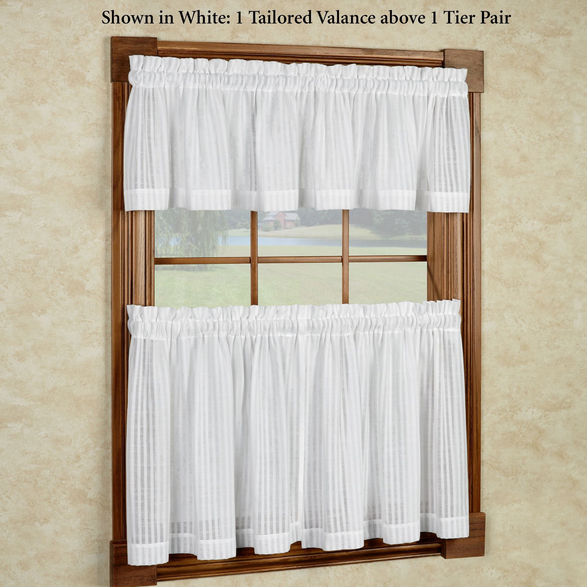 Bay Breeze Semi Sheer Tier Window Treatment Intended For Tailored Valance And Tier Curtains (Photo 10 of 20)