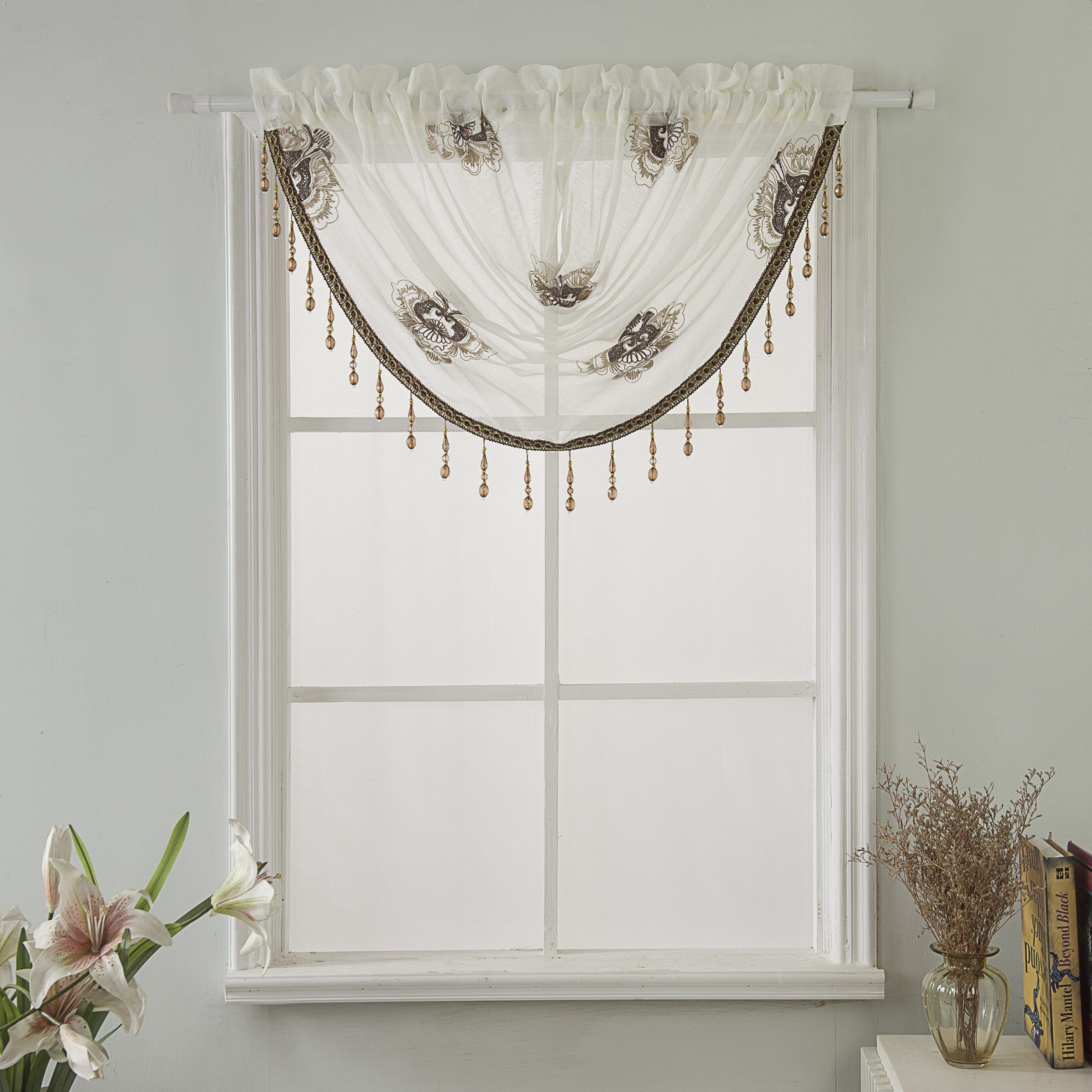 Berton 47" Window Valance With Regard To Navy Vertical Ruffled Waterfall Valance And Curtain Tiers (Photo 15 of 20)