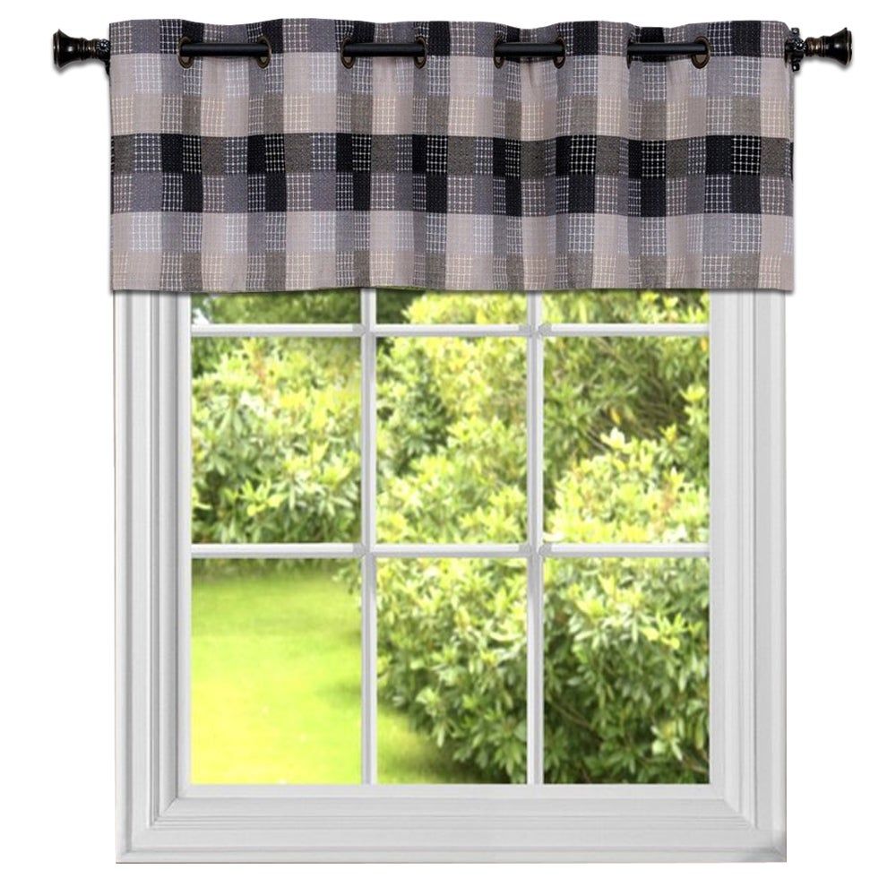 Black Cotton Blend Classic Checkered Decorative Window Curtain Separates  Tier Pair Or Valance In Burgundy Cotton Blend Classic Checkered Decorative Window Curtains (View 2 of 20)