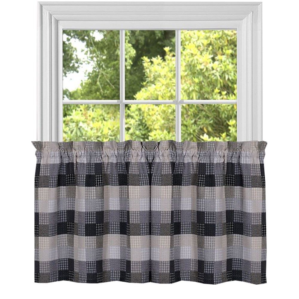 Black Cotton Blend Classic Checkered Decorative Window Curtain Separates  Tier Pair Or Valance Pertaining To Burgundy Cotton Blend Classic Checkered Decorative Window Curtains (View 3 of 20)
