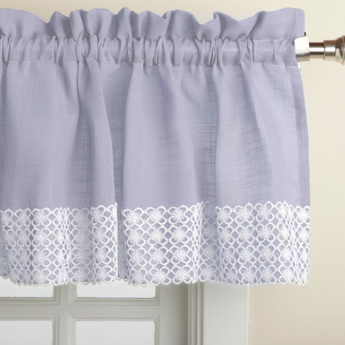 Blue Country Style Kitchen Curtains With White Daisy Lace Accent Pertaining To French Vanilla Country Style Curtain Parts With White Daisy Lace Accent (View 7 of 20)