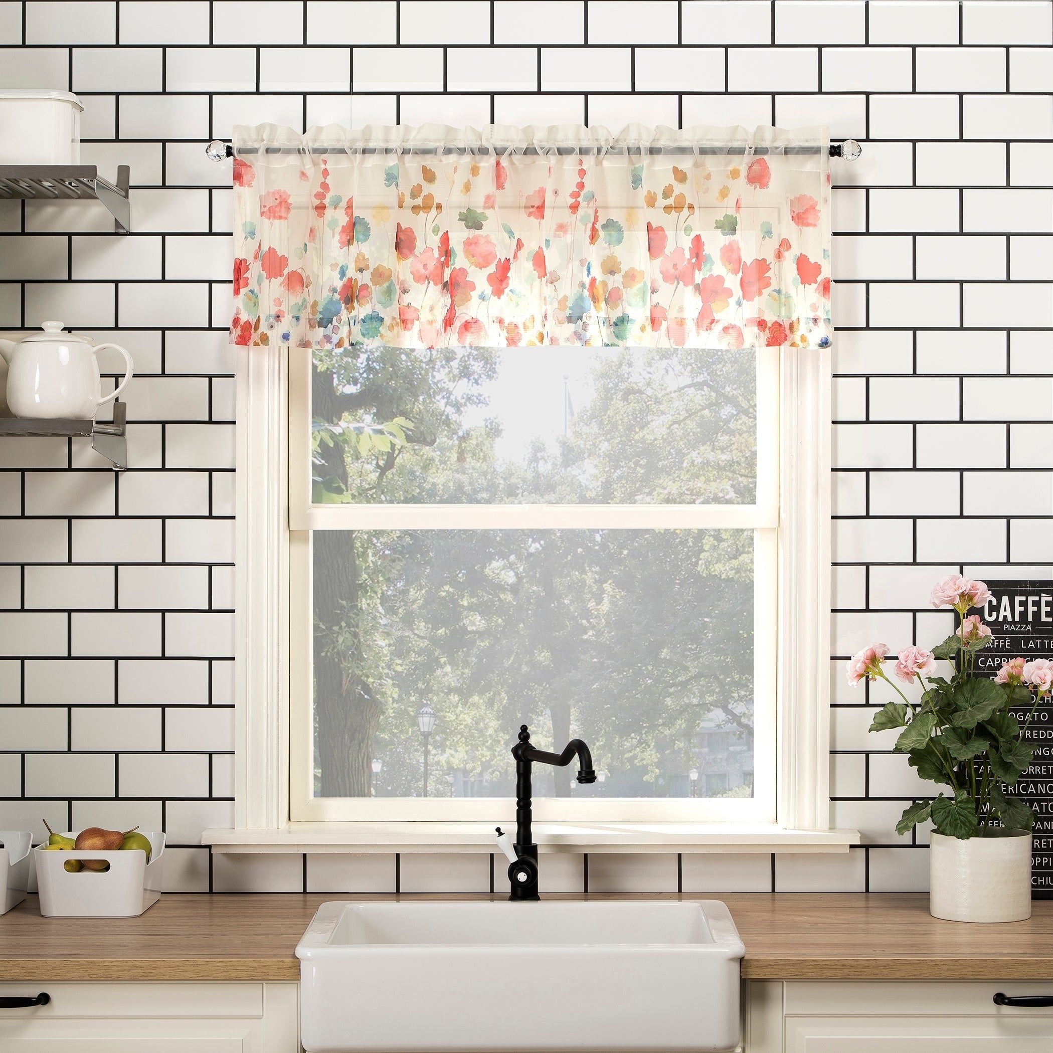 Buy Valances Online At Overstock | Our Best Window In Floral Watercolor Semi Sheer Rod Pocket Kitchen Curtain Valance And Tiers Sets (Photo 15 of 20)