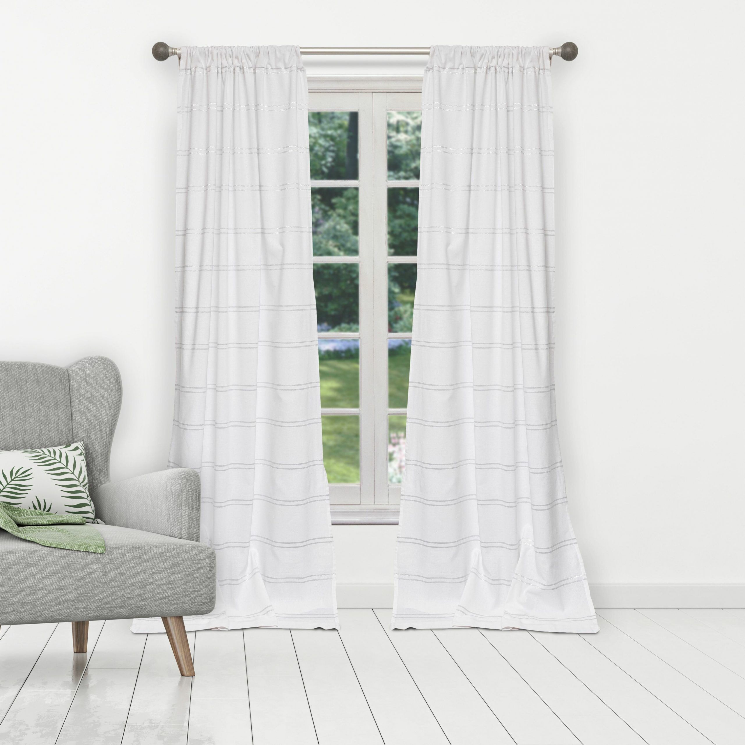 Calzada Pole Top Striped Room Darkening Thermal Rod Pocket Curtain Panels In White Micro Striped Semi Sheer Window Curtain Pieces (Photo 16 of 20)