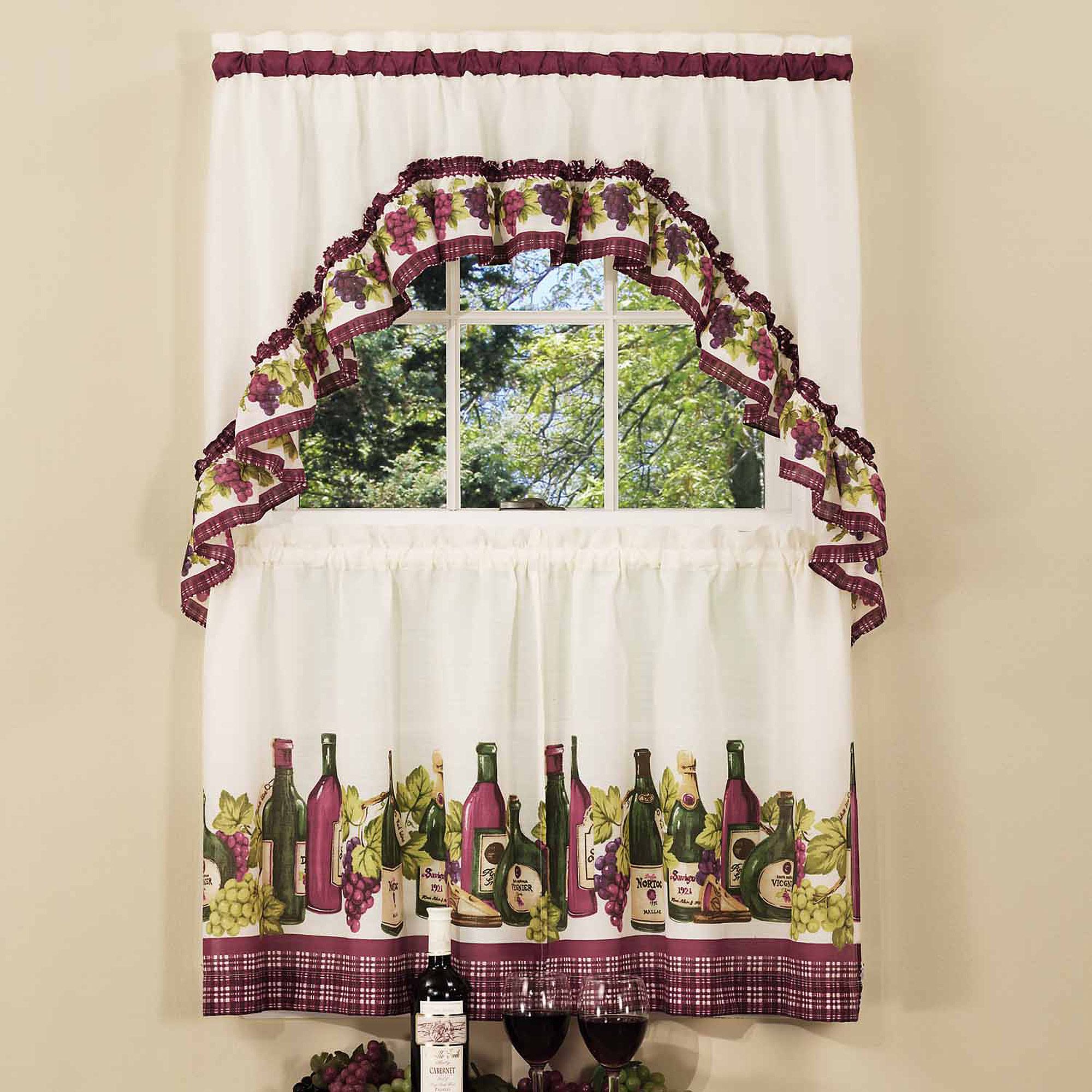 Chardonnay Kitchen Curtain & Swag Set, 1 Each In Multicolored Printed Curtain Tier And Swag Sets (View 19 of 20)