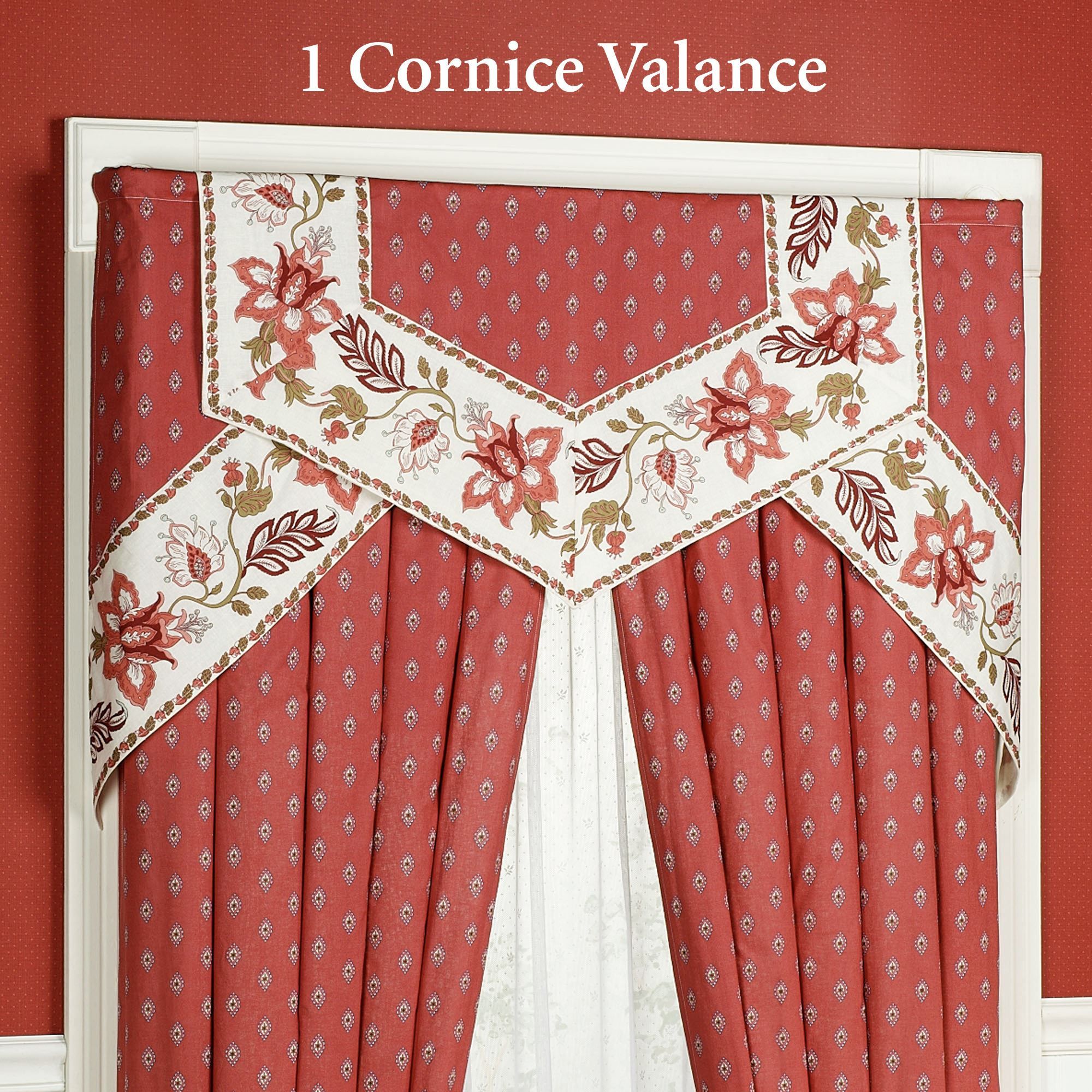 Chateau Rouge Cornice Valance Window Treatment Within Chateau Wines Cottage Kitchen Curtain Tier And Valance Sets (View 11 of 20)