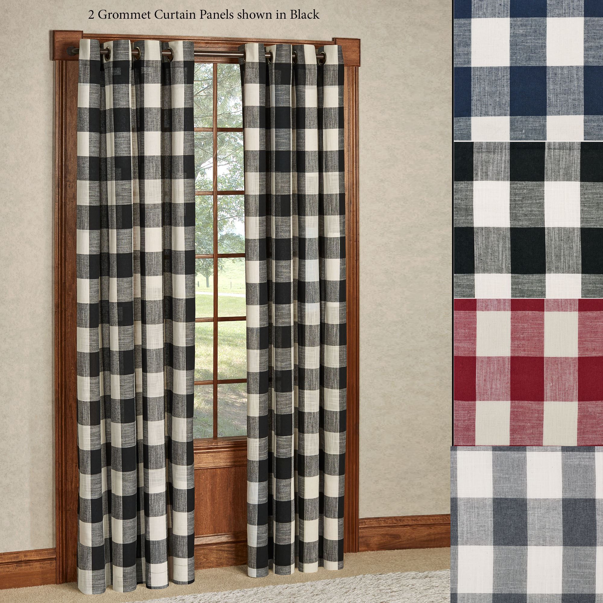 Checkerboard Grommet Window Treatment Within Burgundy Cotton Blend Classic Checkered Decorative Window Curtains (View 19 of 20)