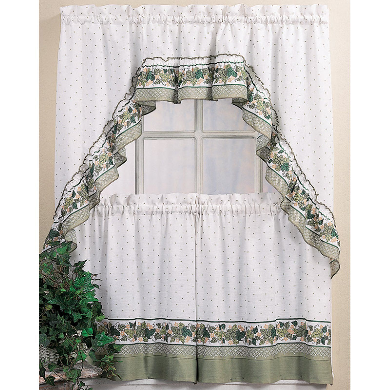Chf Industries Cottage Ivy Kitchen Curtain Set | Products In In Cottage Ivy Curtain Tiers (Photo 1 of 20)