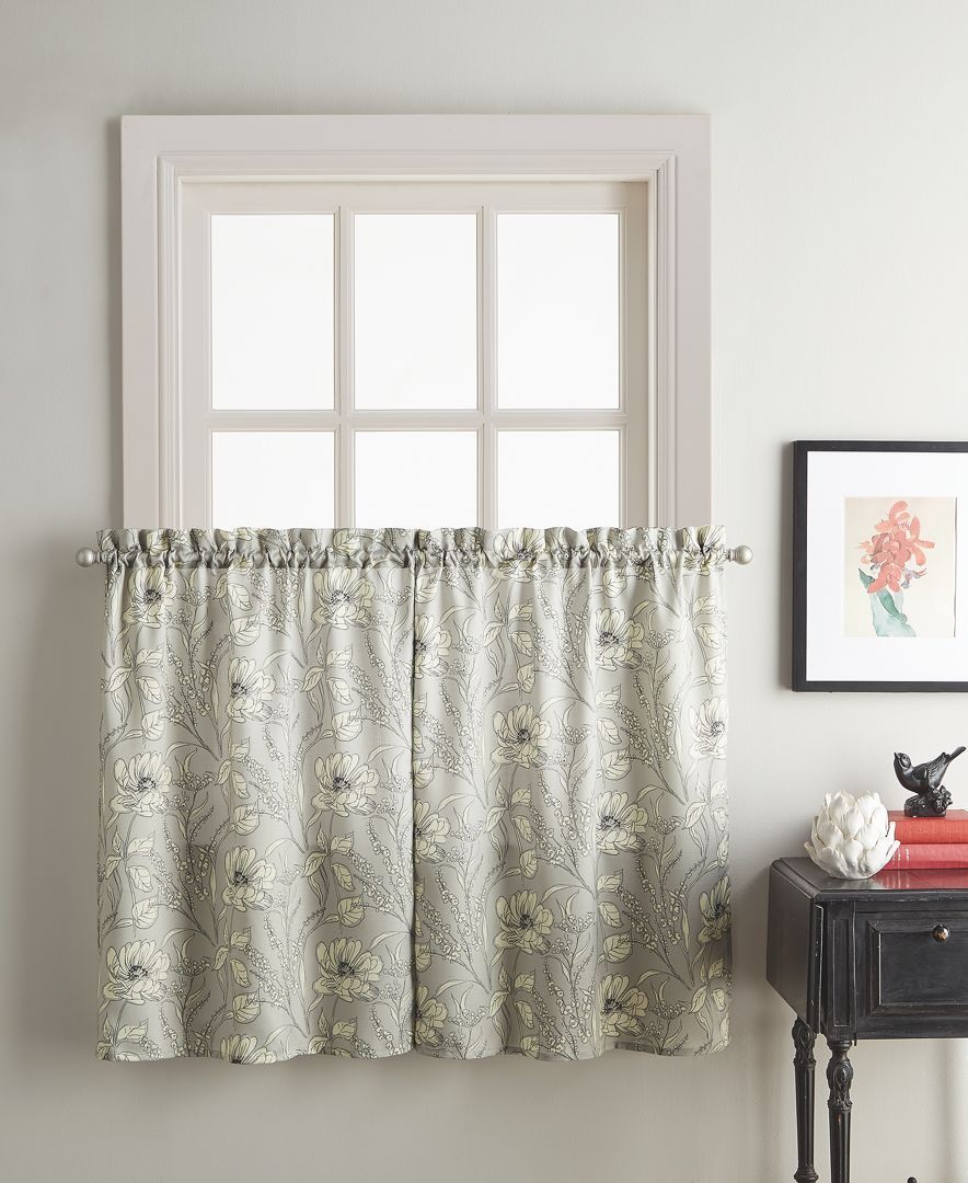 Chf Sketch Floral 58" X 36" Window Tier | Products | Tier Pertaining To Hopscotch 24 Inch Tier Pairs In Neutral (Photo 7 of 20)