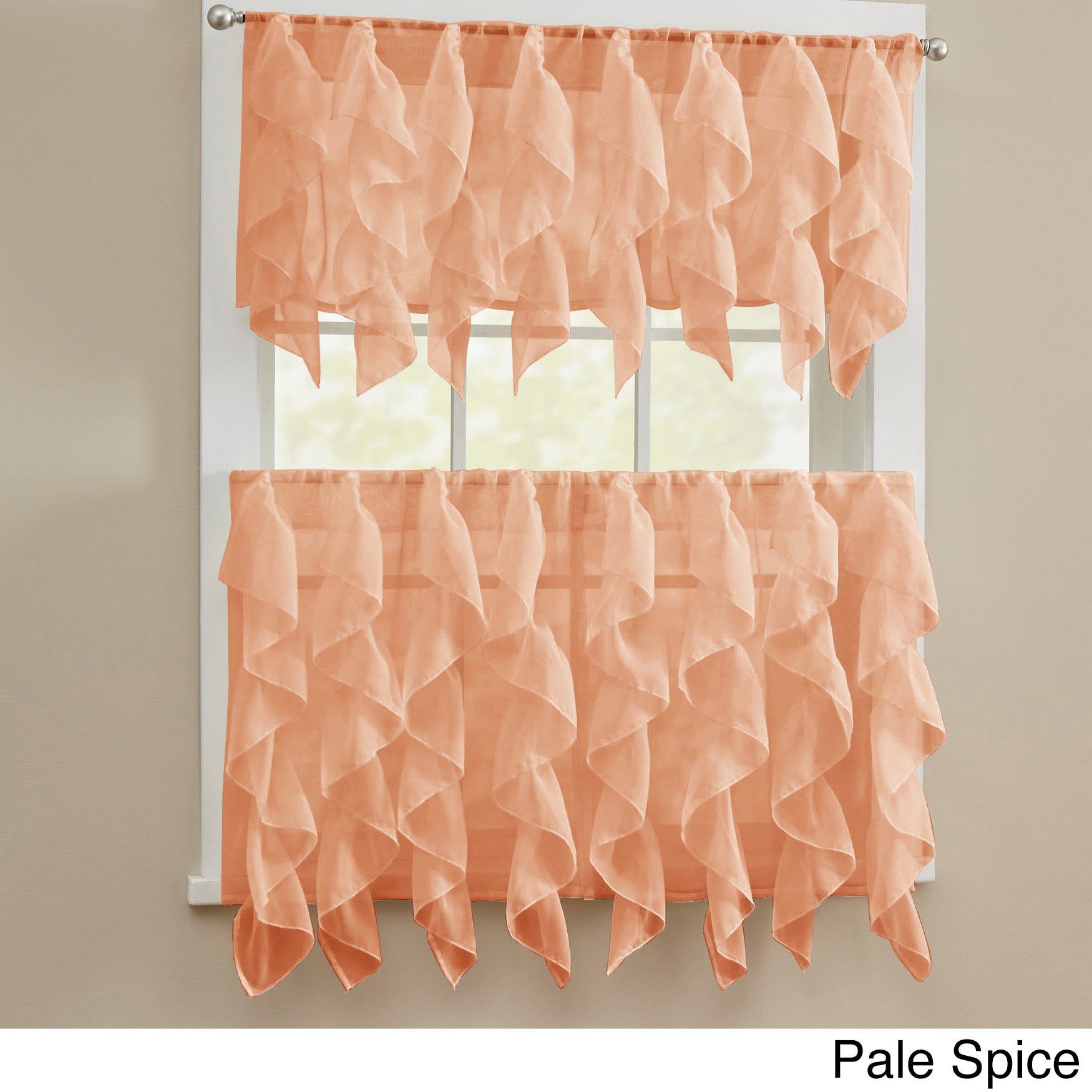 Chic Sheer Voile Vertical Ruffled Tier Window Curtain Valance And Tier With Chic Sheer Voile Vertical Ruffled Window Curtain Tiers (Photo 4 of 20)