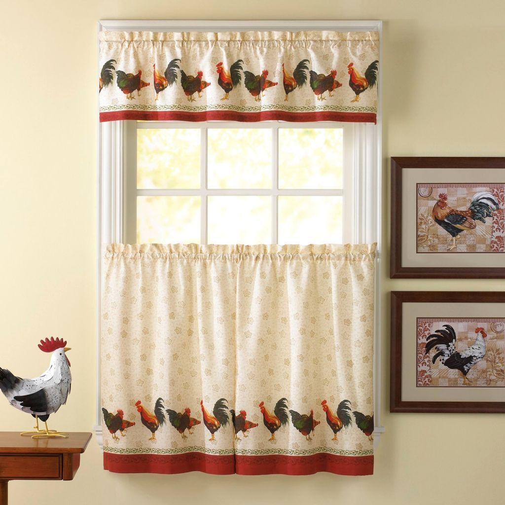 Chicken Kitchen Curtains – Boatsafty.live Inside Top Of The Morning Printed Tailored Cottage Curtain Tier Sets (Photo 18 of 20)