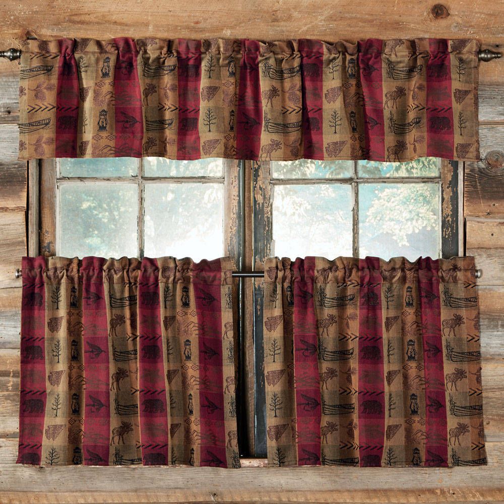 Cool Cabin Decor Kitchen Curtains Wall Art Cute Styles Homes Pertaining To Red Rustic Kitchen Curtains (Photo 10 of 20)
