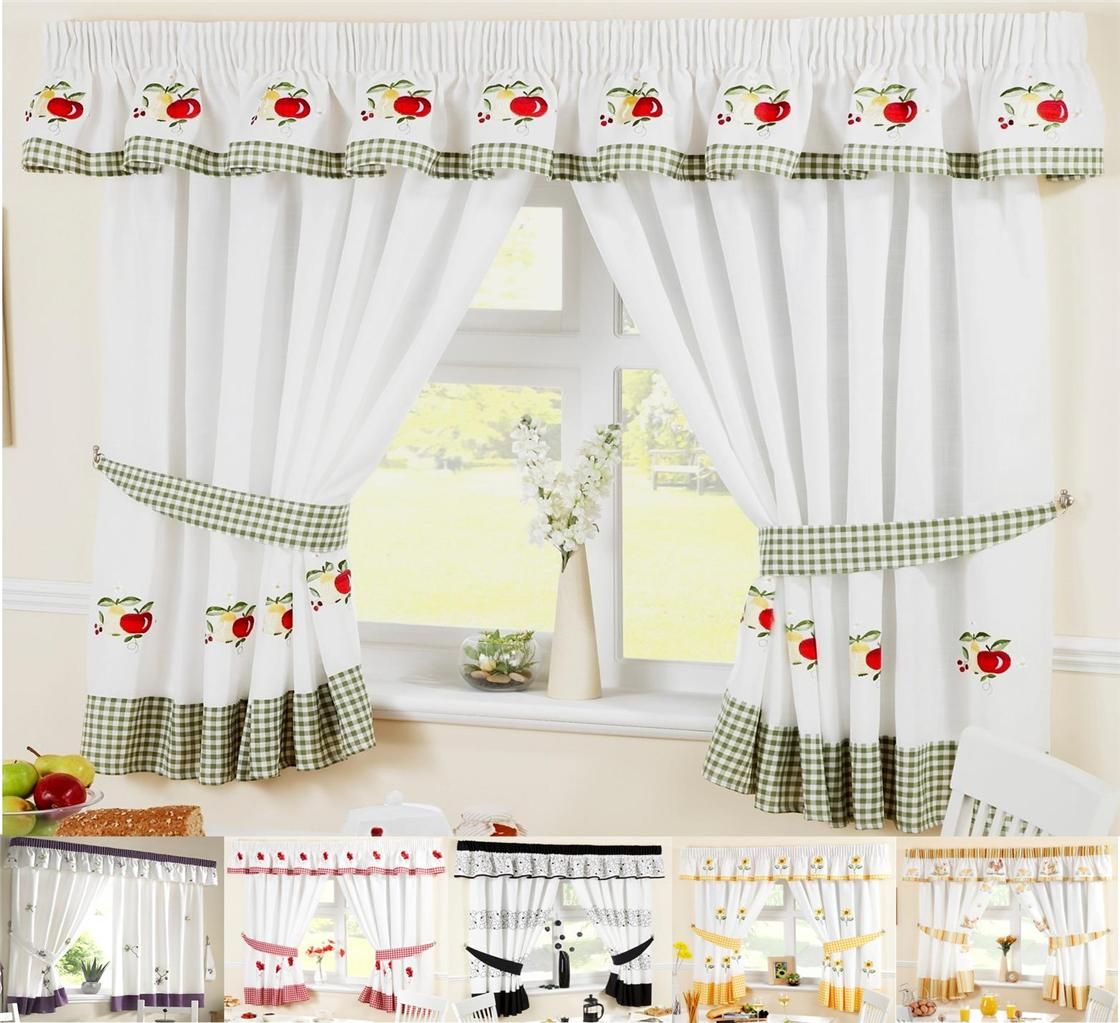 Cool Curtain Patterns For Kitchen Windows Small Curtains With Regard To Delicious Apples Kitchen Curtain Tier And Valance Sets (View 19 of 20)