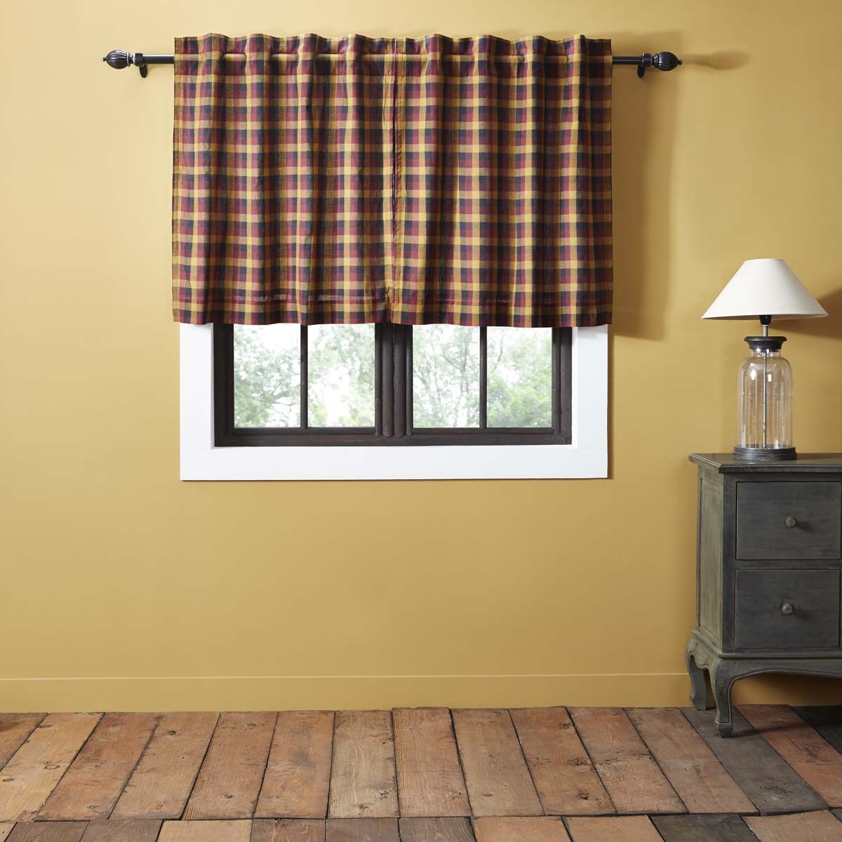 Deep Burgundy Red Primitive Kitchen Curtains Settlement Rod Pocket Cotton  Hanging Loops Plaid 36x36 Tier Pair Pertaining To Red Primitive Kitchen Curtains (View 15 of 20)