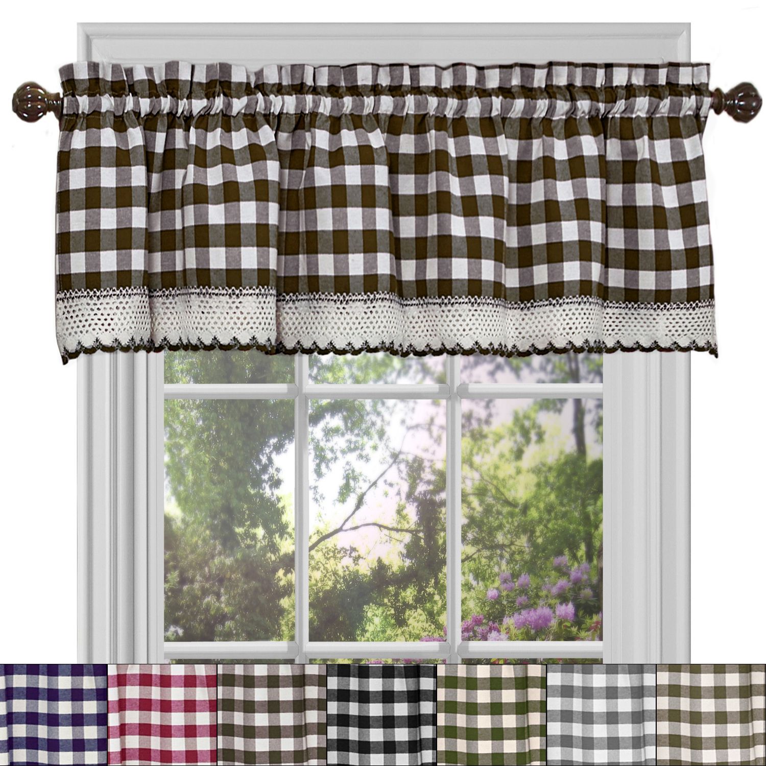 Details About Buffalo Check Gingham Kitchen Curtain Valance – 14" X 58" With Regard To Barnyard Buffalo Check Rooster Window Valances (View 5 of 20)