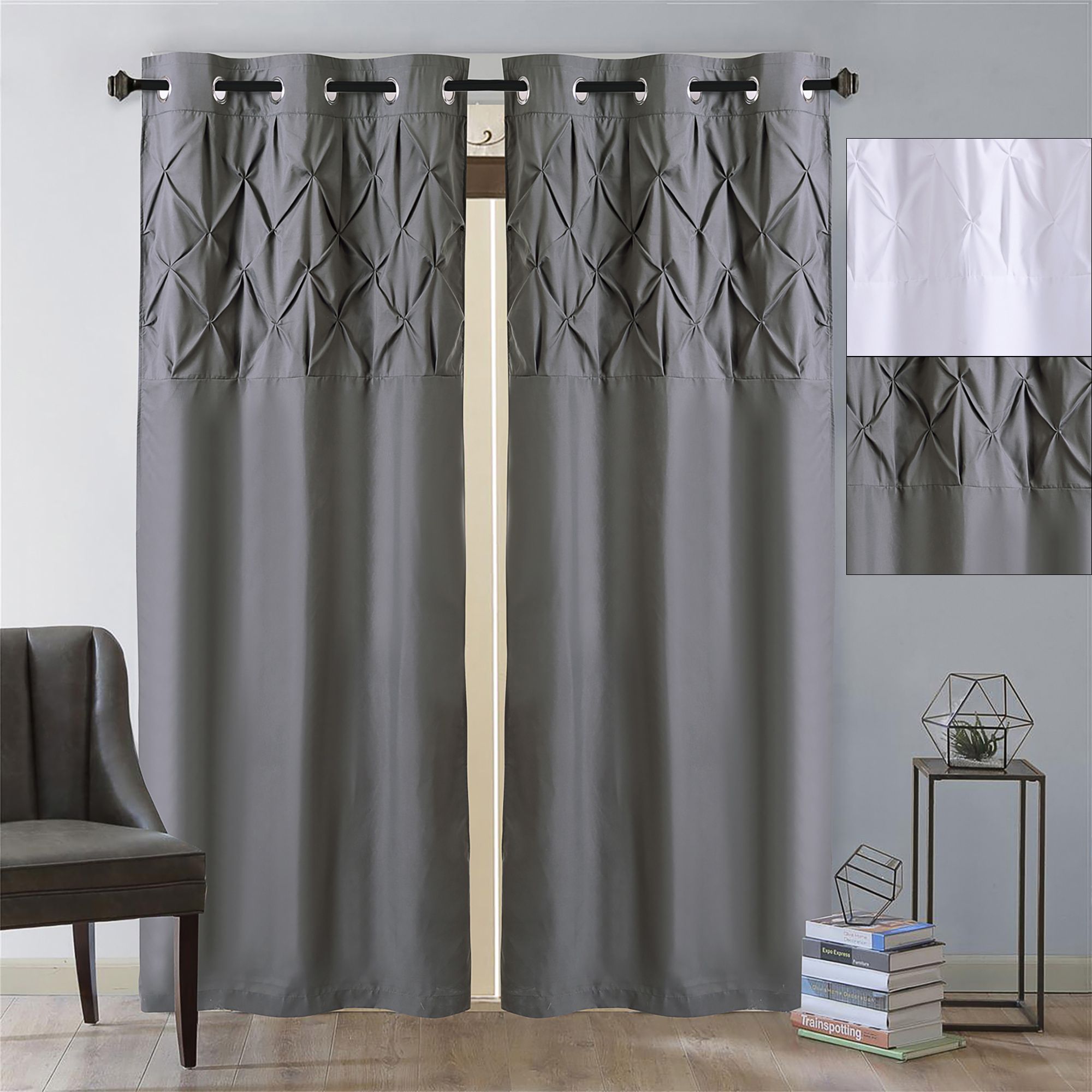 Details About Hudson Pintuck Window Curtain Panel Pair 84"x38" Pertaining To Tranquility Curtain Tier Pairs (View 15 of 20)