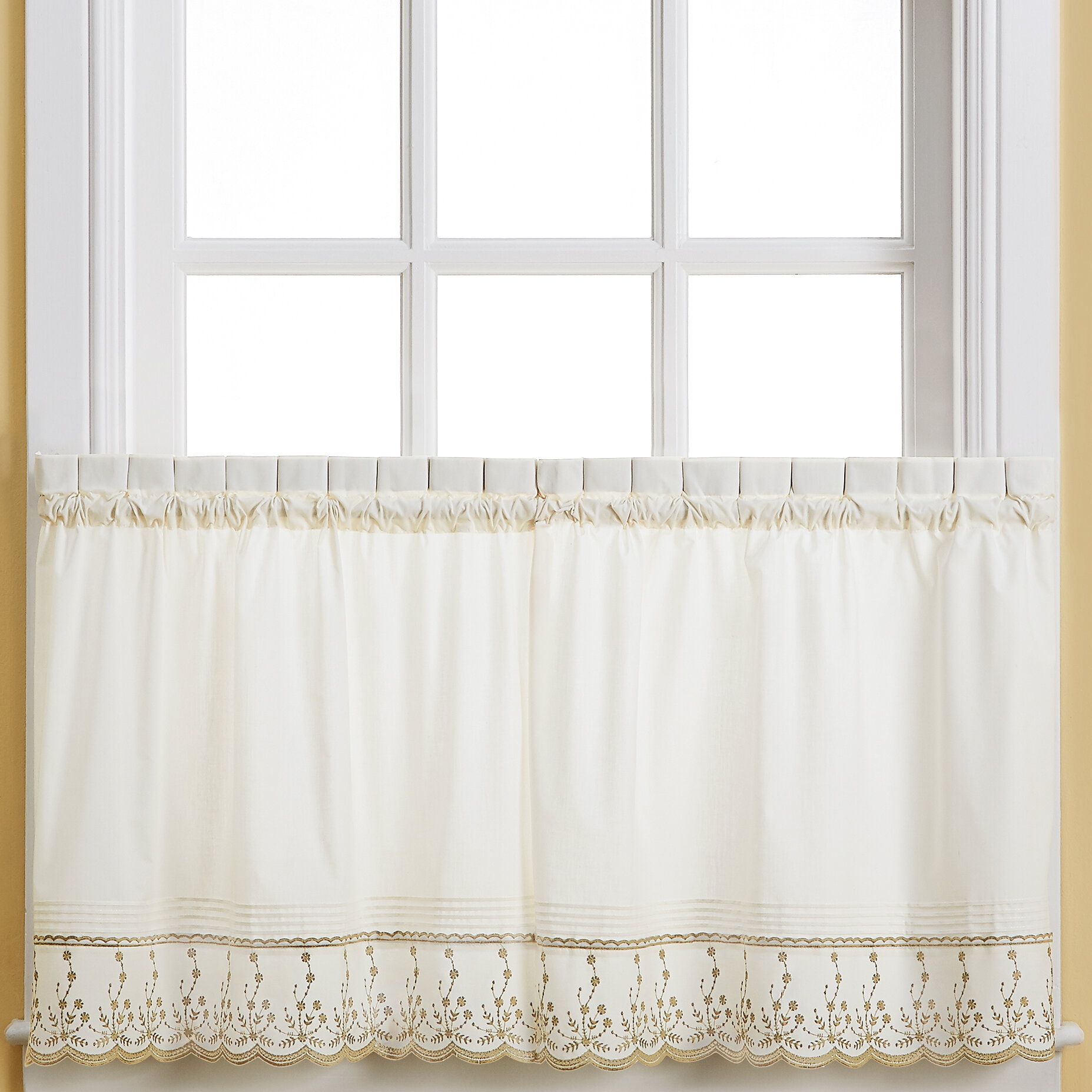 Details About Ophelia & Co. Toph Taupe Cafe Curtain Within Spring Daisy Tiered Curtain 3 Piece Sets (Photo 10 of 20)