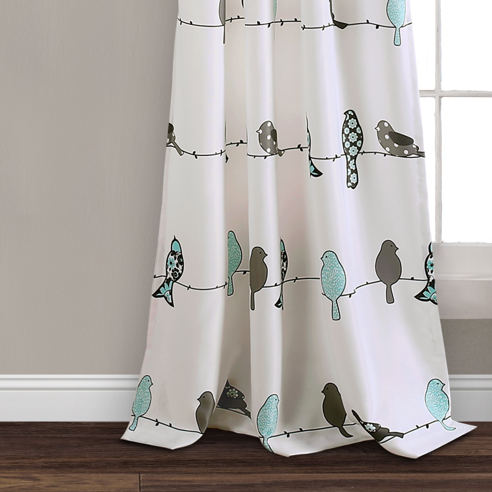 Details About Rowley Birds Room Darkening Window Curtain Panels Blush/gray  Set 52x84+2 Intended For Rowley Birds Valances (View 10 of 20)