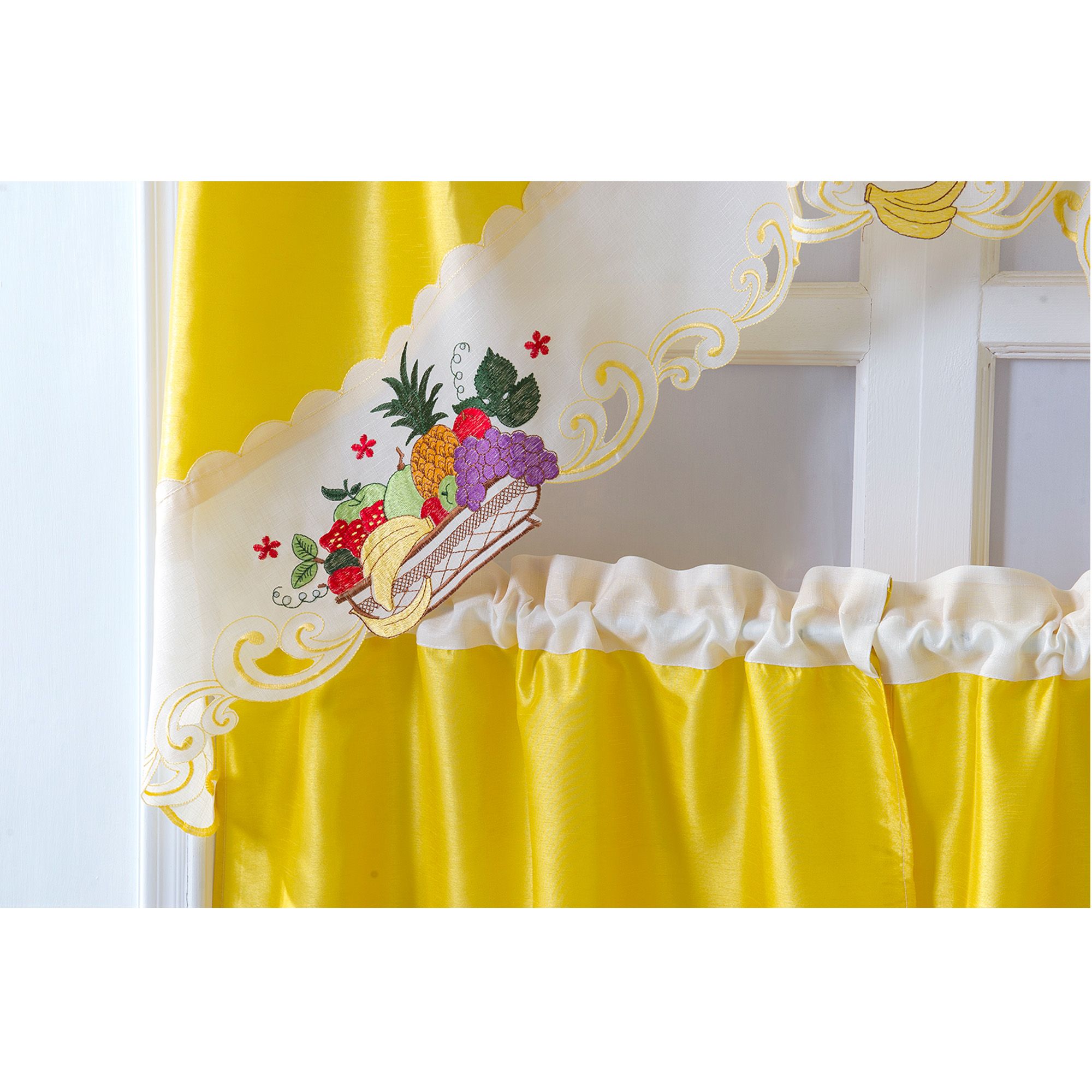 Details About Rt Designers Collection Vintage Tier & Swag Kitchen Curtain  Set – Multi For Imperial Flower Jacquard Tier And Valance Kitchen Curtain Sets (View 12 of 20)