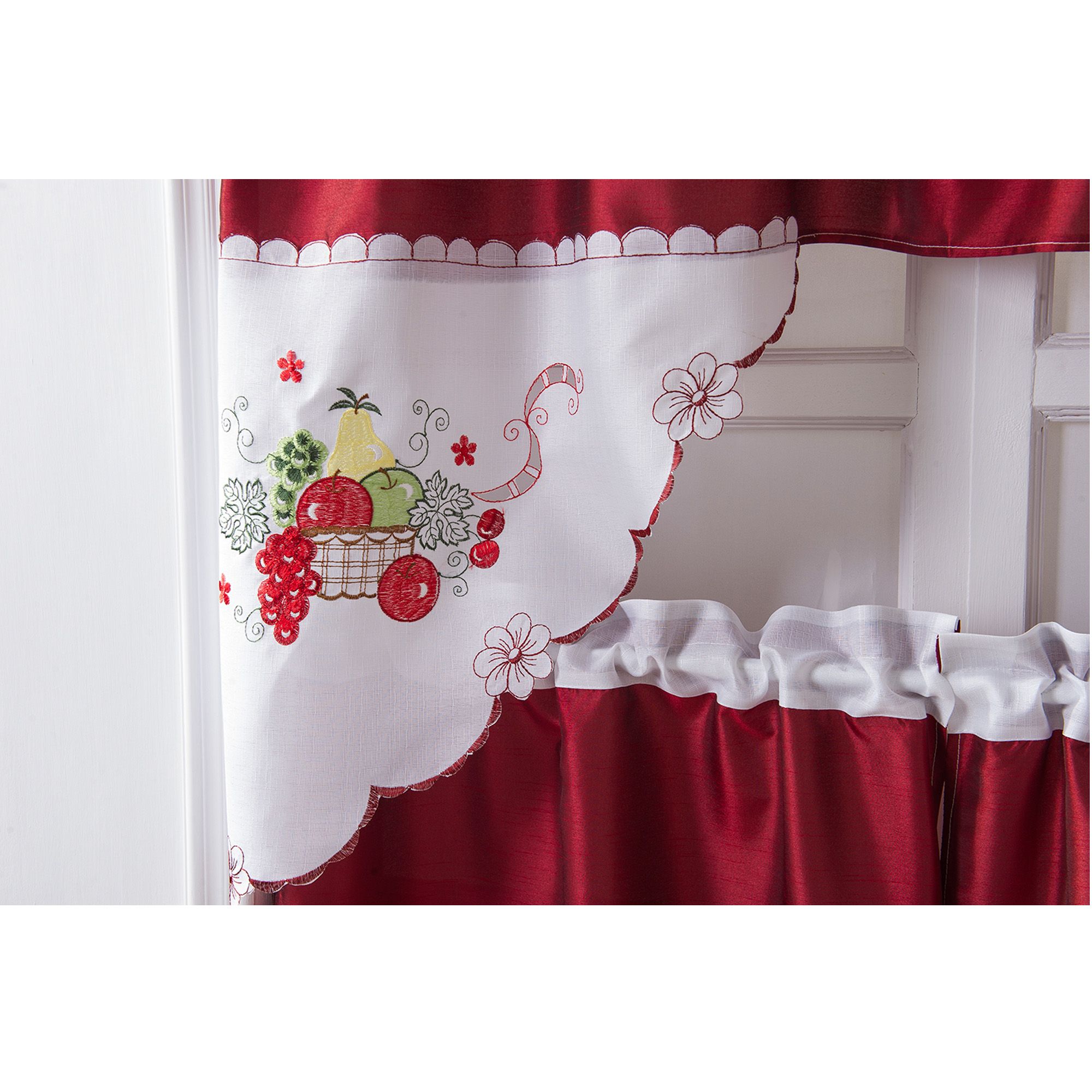 Details About Rt Designers Collection Vintage Tier & Swag Kitchen Curtain  Set – Multi Within Imperial Flower Jacquard Tier And Valance Kitchen Curtain Sets (View 6 of 20)