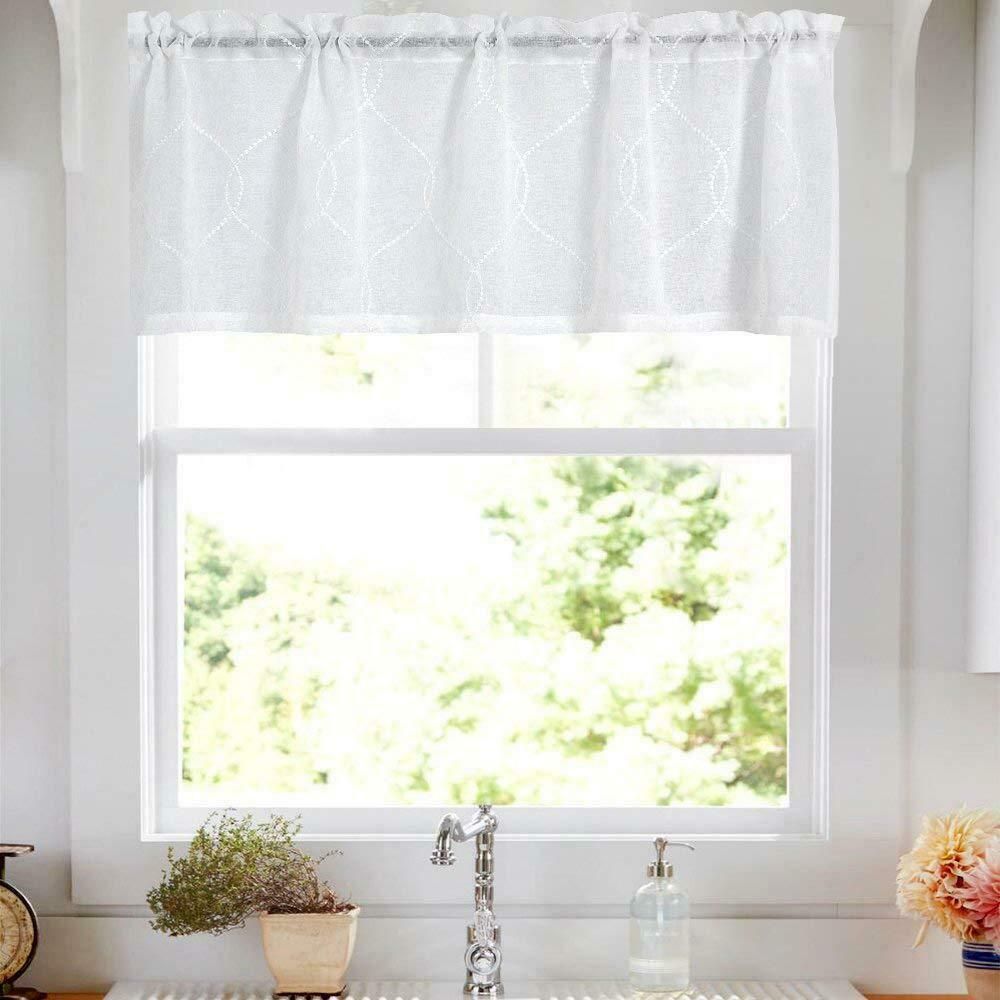 Details About Sheer Kitchen Valances Moroccan Trellis Pattern Embroidered  Curtains Rod Pocket For Trellis Pattern Window Valances (View 7 of 20)