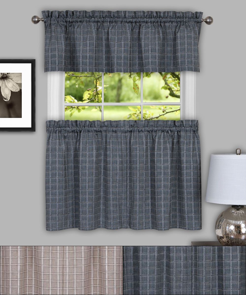 Details About Sydney Plaid Decorative Kitchen Window Curtain 24" Tiers &  Valance Set With Wallace Window Kitchen Curtain Tiers (Photo 5 of 20)