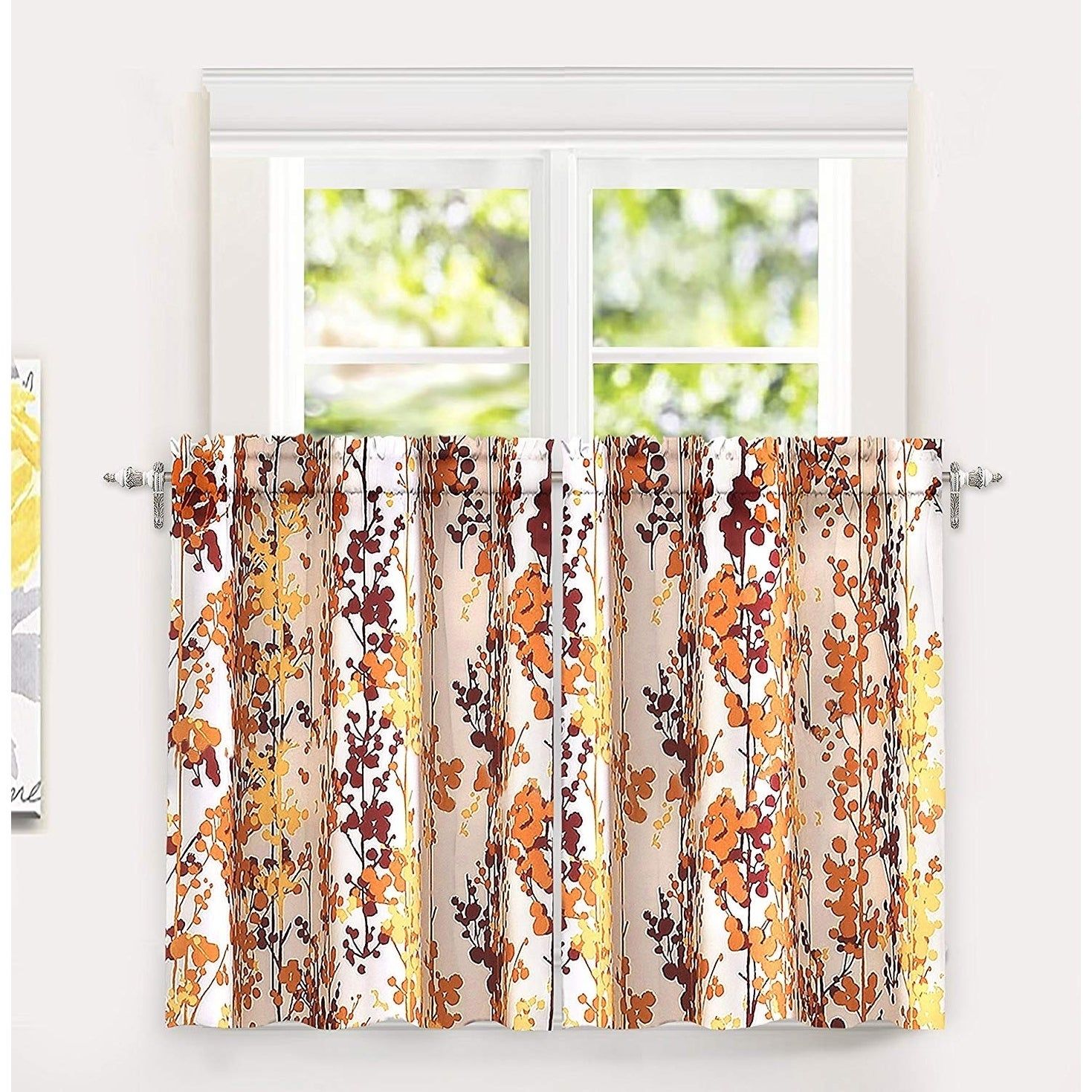 Driftaway Leah Floral Blossom Ink Painting Thermal Room Darkening Kitchen  Tier Pair With Floral Blossom Ink Painting Thermal Room Darkening Kitchen Tier Pairs (Photo 2 of 20)