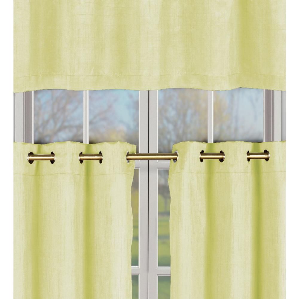 Duck River Agnes Yellow Faux Silk Kitchen Curtain Set – 60 In. W X 16 In (View 11 of 20)