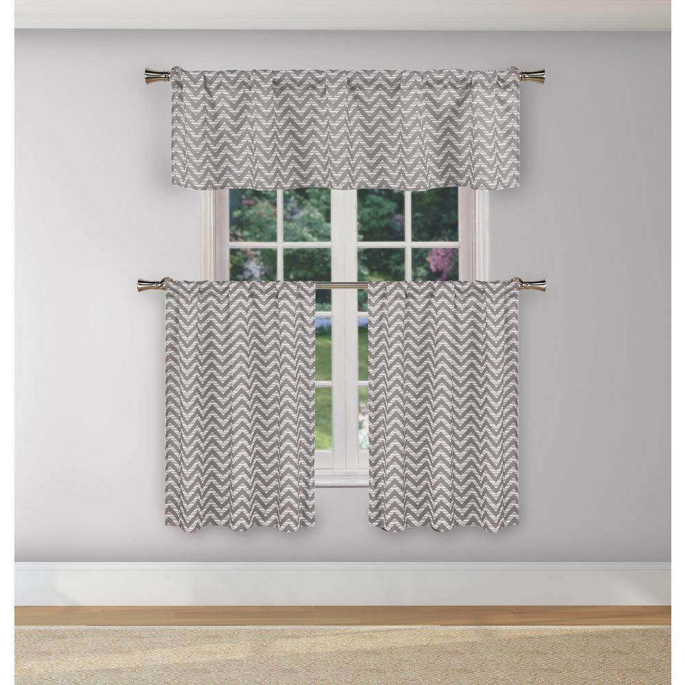 Duck River Ayeris Grey Room Darkening Kitchen Curtain Set Within Solid Microfiber 3 Piece Kitchen Curtain Valance And Tiers Sets (View 12 of 20)