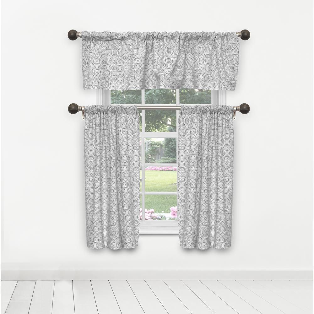 Duck River Liliana Kitchen Valance In Tiers/grey – 15 In. W X 58 In. L  (3 Piece) In Light Filtering Kitchen Tiers (Photo 5 of 20)