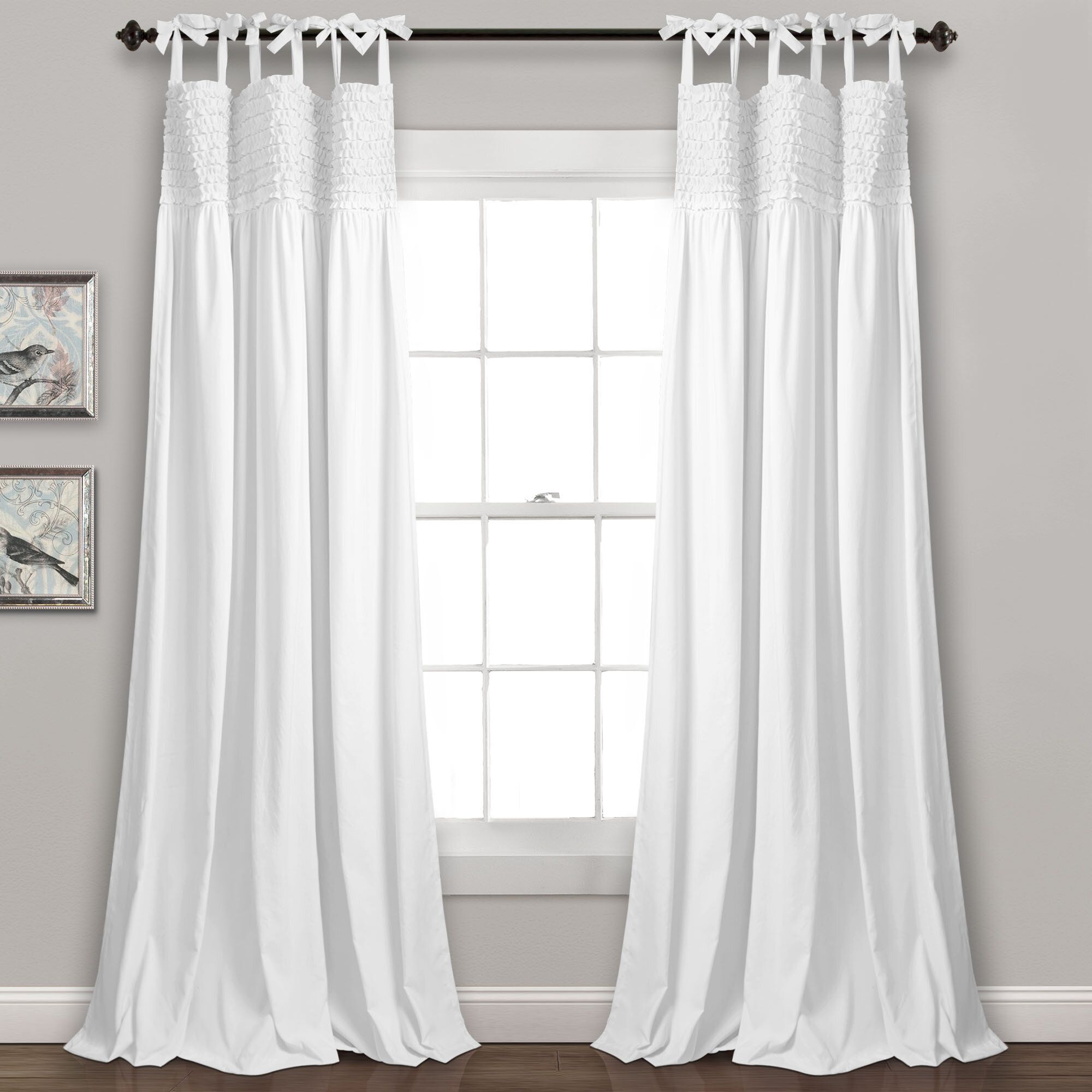 Edvin Ruffle Solid Semi Sheer Tie Top Window Panels Inside Marine Life Motif Knitted Lace Window Curtain Pieces (View 11 of 20)