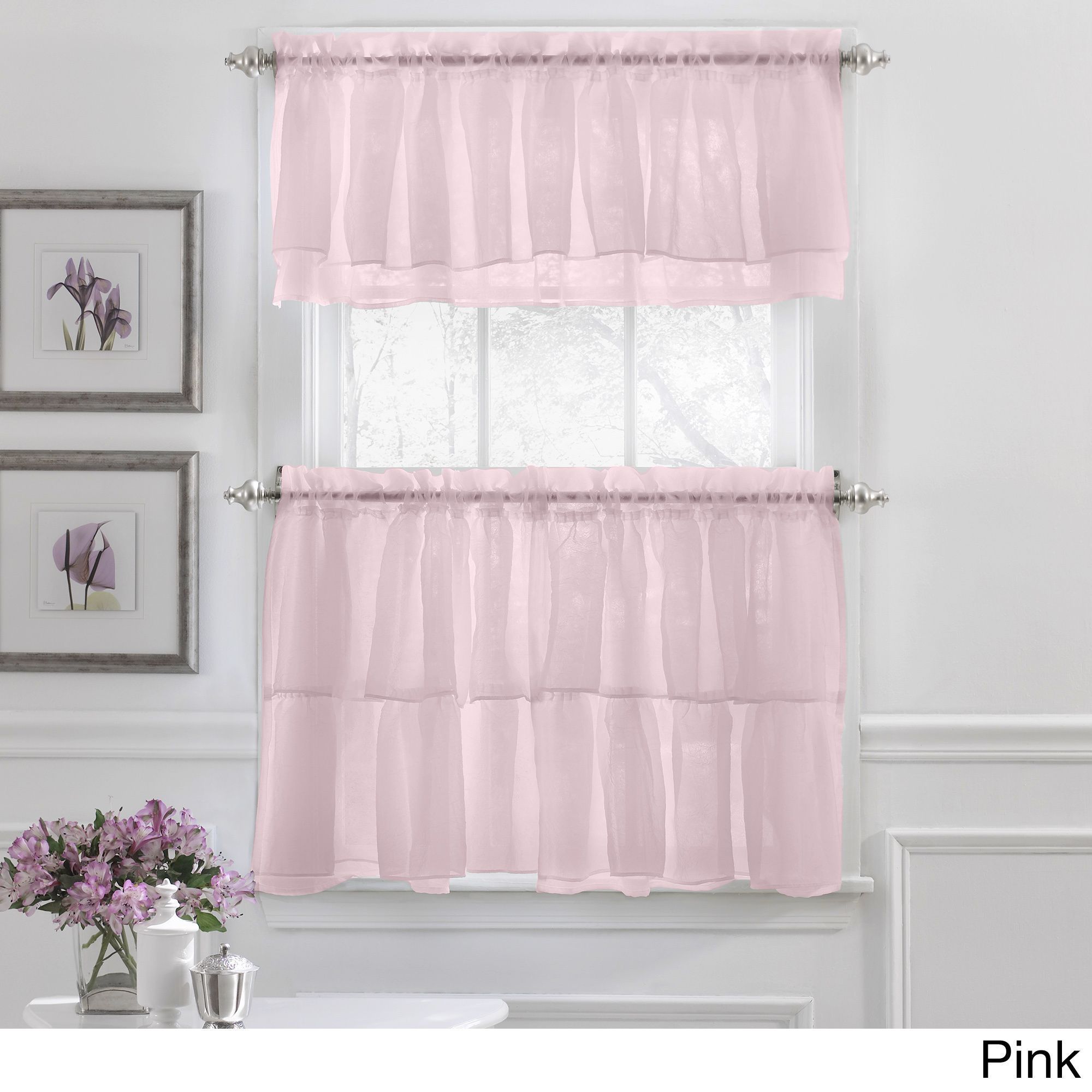Elegant Crushed Voile Ruffle Blue/white/pink/purple/beige Throughout Elegant Crushed Voile Ruffle Window Curtain Pieces (Photo 1 of 20)