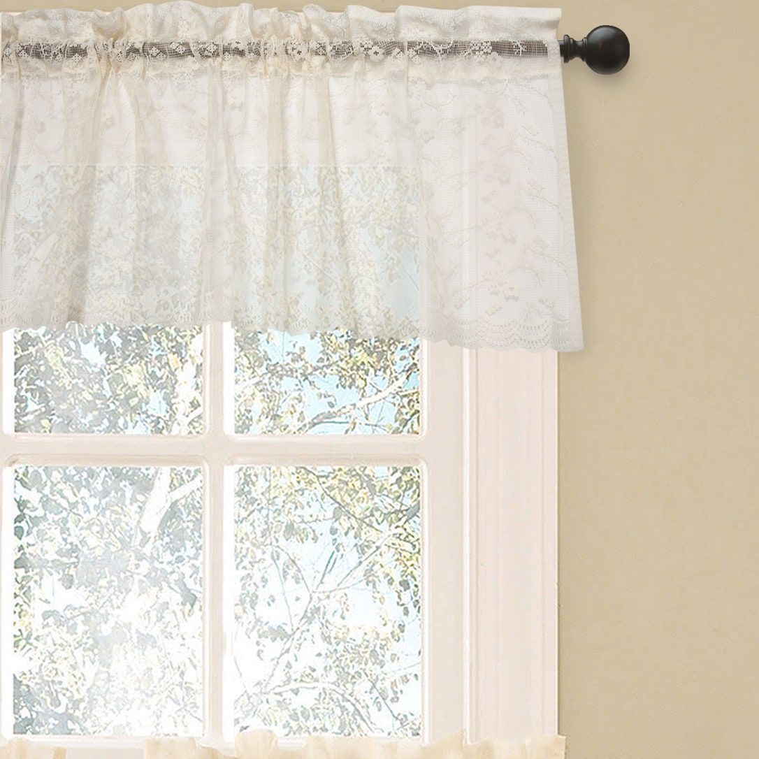 Elegant Ivory Priscilla Lace Kitchen Curtain Pieces  Tier With Regard To Elegant White Priscilla Lace Kitchen Curtain Pieces (View 2 of 20)