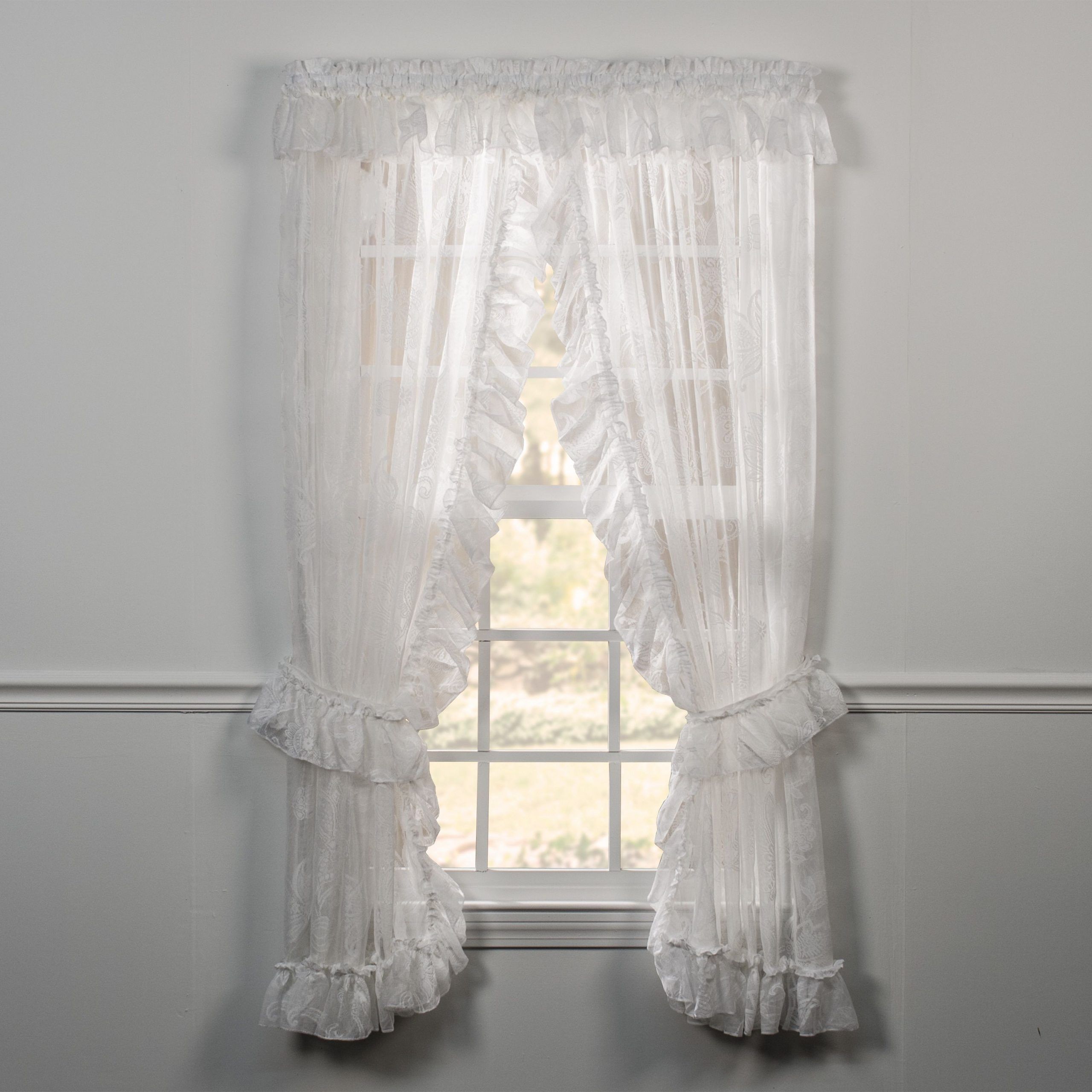 Ellis Curtain Beverly Lace Priscilla Curtain Pair With Ties Throughout Elegant White Priscilla Lace Kitchen Curtain Pieces (View 5 of 20)
