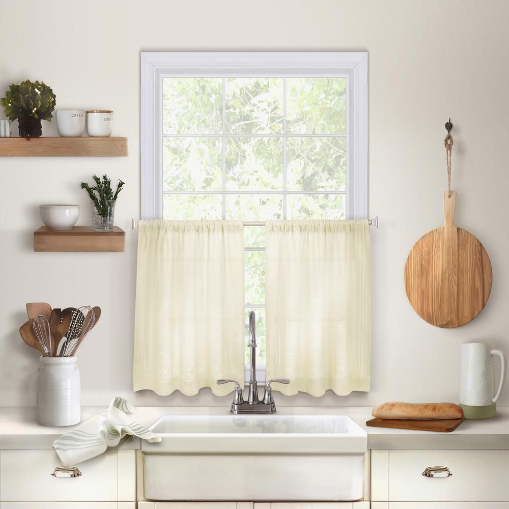 Elrene Cameron Kitchen Tier Set Of 2 With Regard To Oakwood Linen Style Decorative Window Curtain Tier Sets (View 12 of 20)